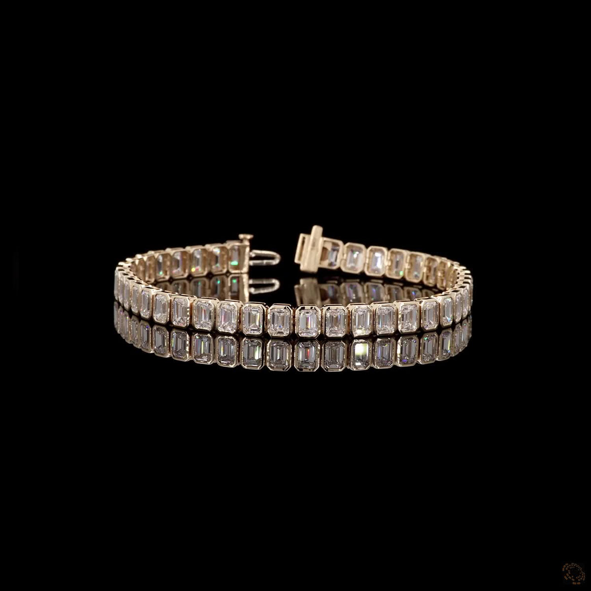 17.04 Ct Bezel-Set Emerald Cut Diamond Tennis Bracelet in 14K Yellow Gold