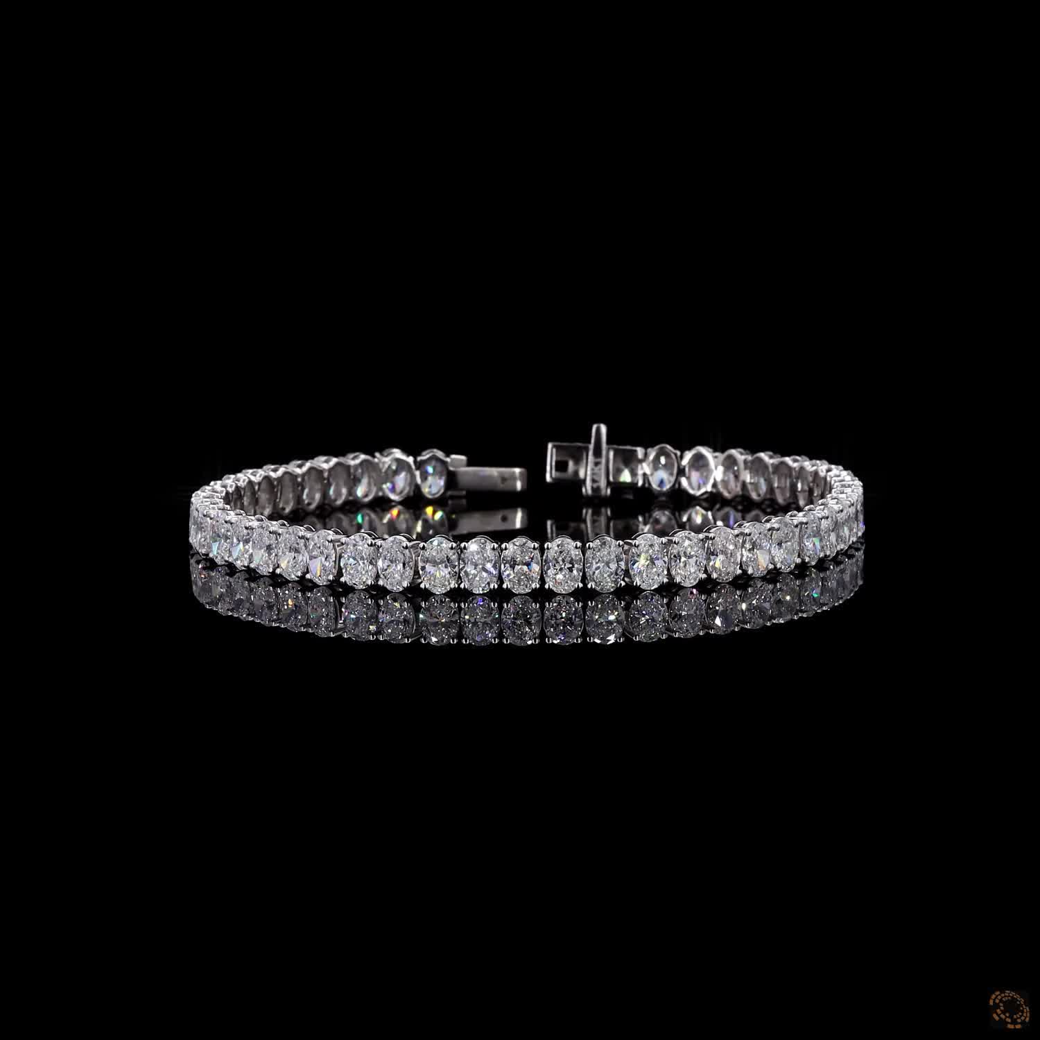 11.87 Ct White Gold Oval Fancy Bracelet, Vertically Set Oval Cut Eternity Line Bracelet, Modern Fine Jewelry Gift