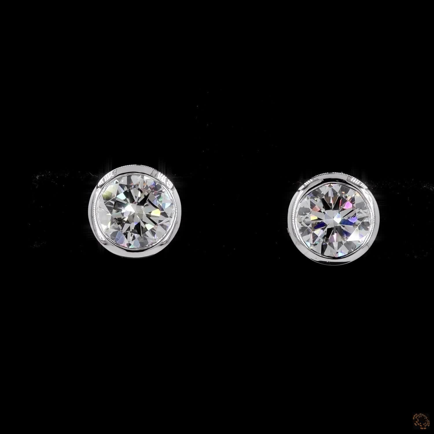 2.13 Ct 14K WHITE GOLD Round Shape Studs Earring
