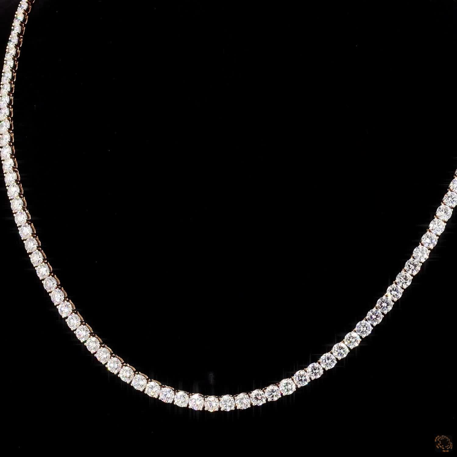 24.64 Ct Single-row continuous prong-set layout featuring uniform round brilliant cut stones