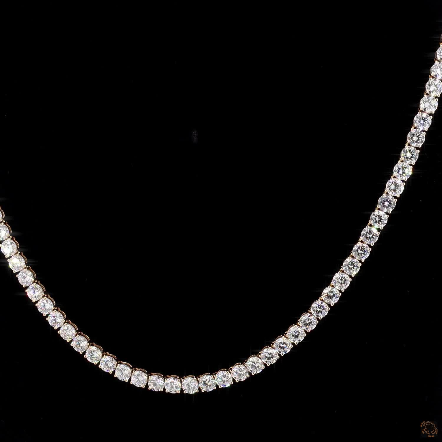 35.16 Ct Round Lab-Grown Diamond Tennis Choker Necklace in Yellow Gold