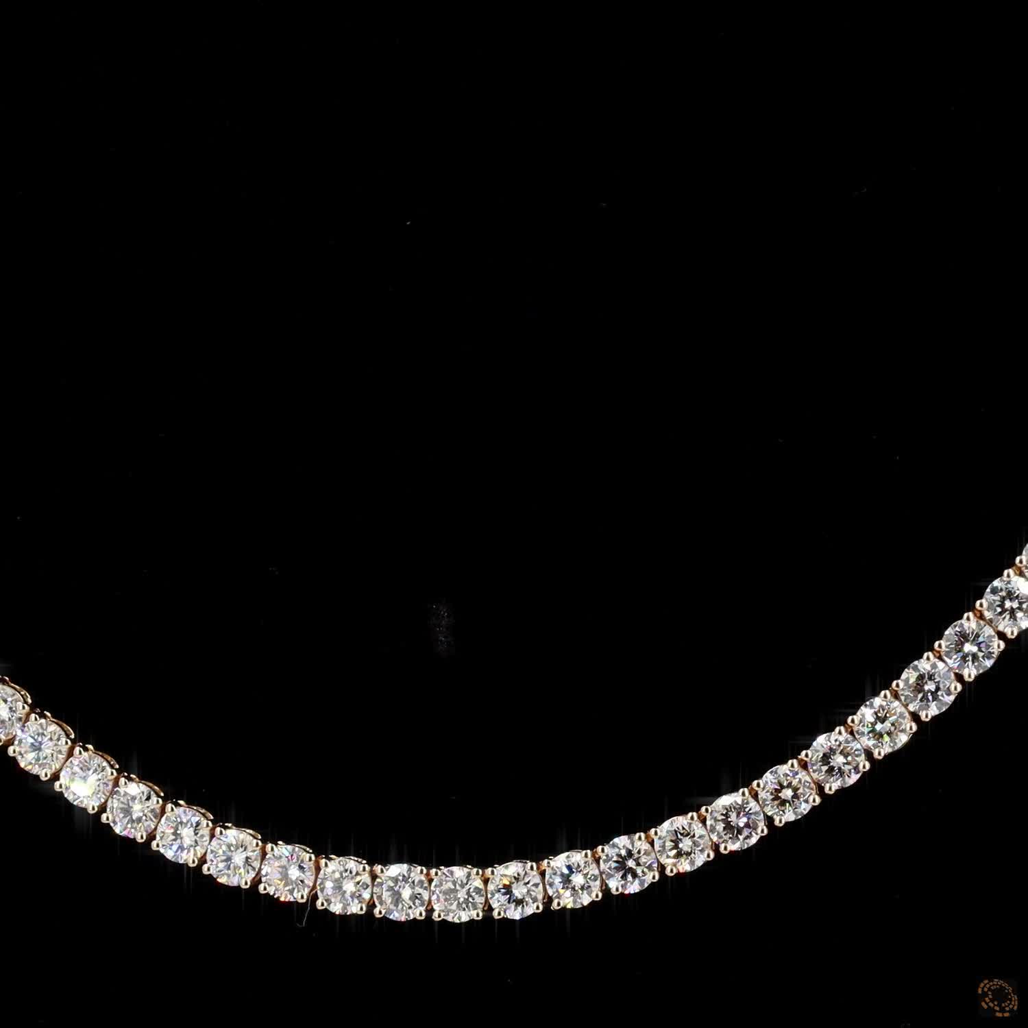 15.79 Ct 14K Yellow Gold Round Diamond Eternity Tennis Chain