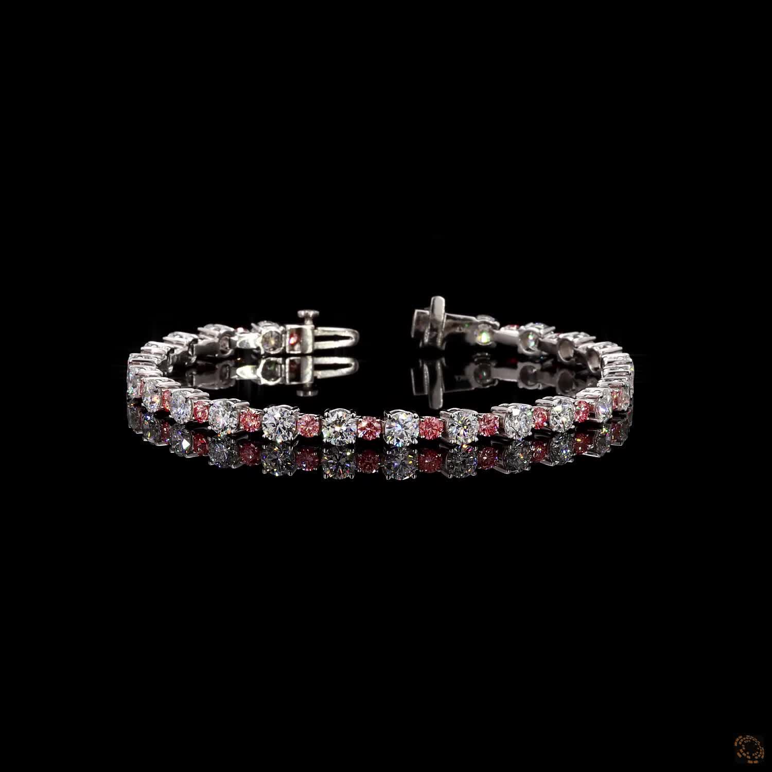 9.43 Cts 14K WHITE GOLD Round Shape Tennis Bracelet