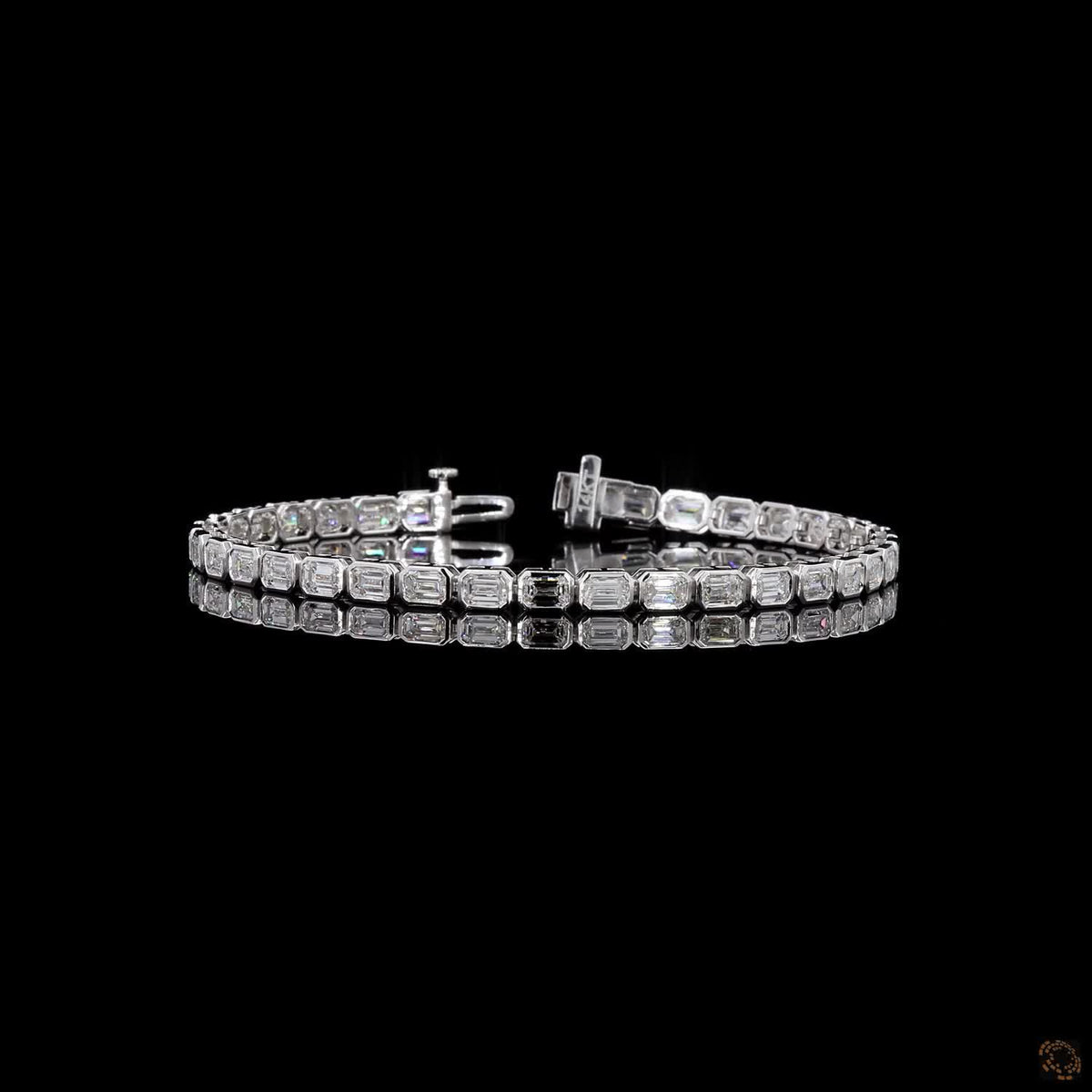 12.74 Ct Bar Set Emerald Cut Diamond Bracelet, Emerald Cut Tennis Bracelet White Gold, Horizontal Bar Diamond Bracelet, Minimalist Emerald Cut Bracelet