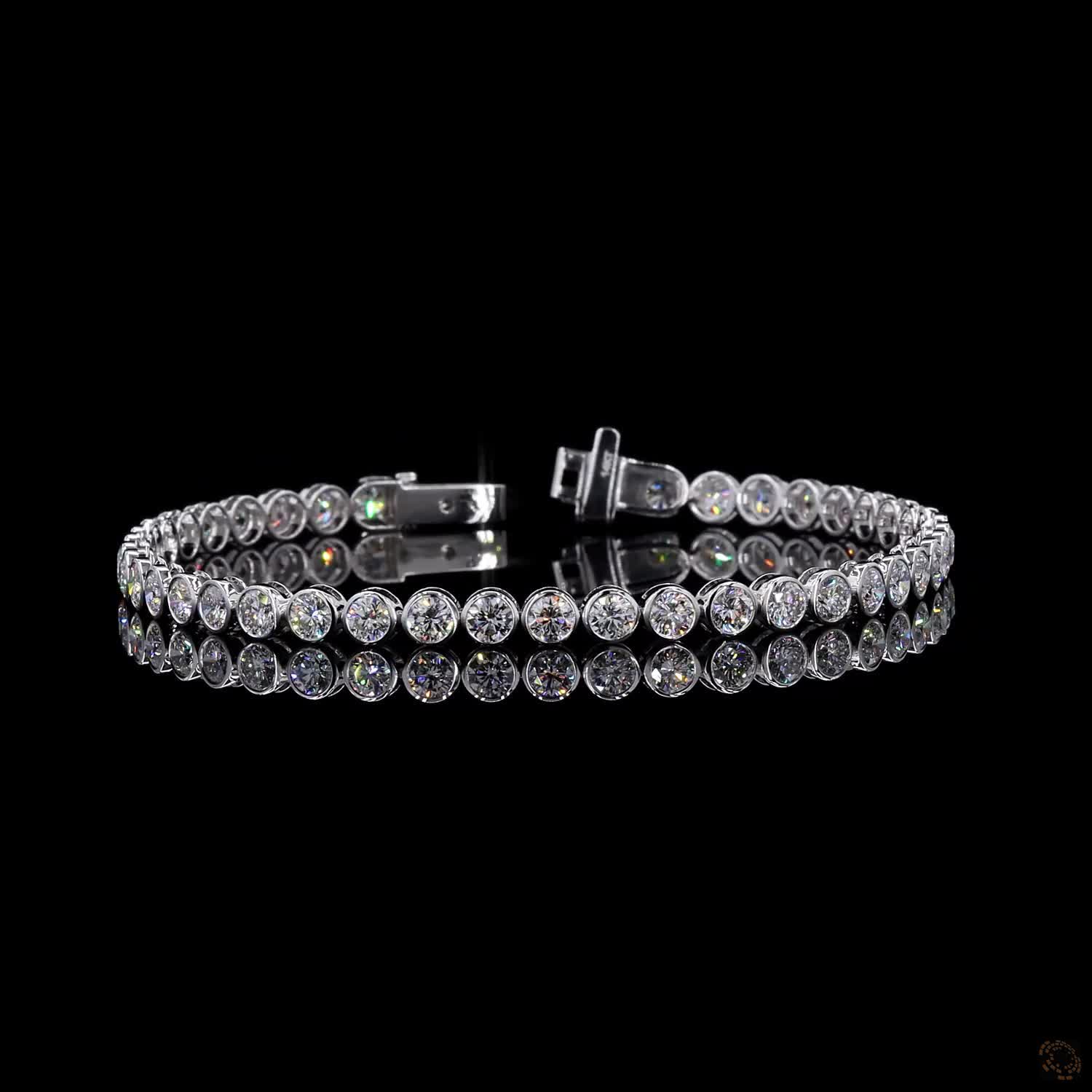 5.57 Ct Full Bezel Setting Individual smooth round metal rims completely encircling each diamond