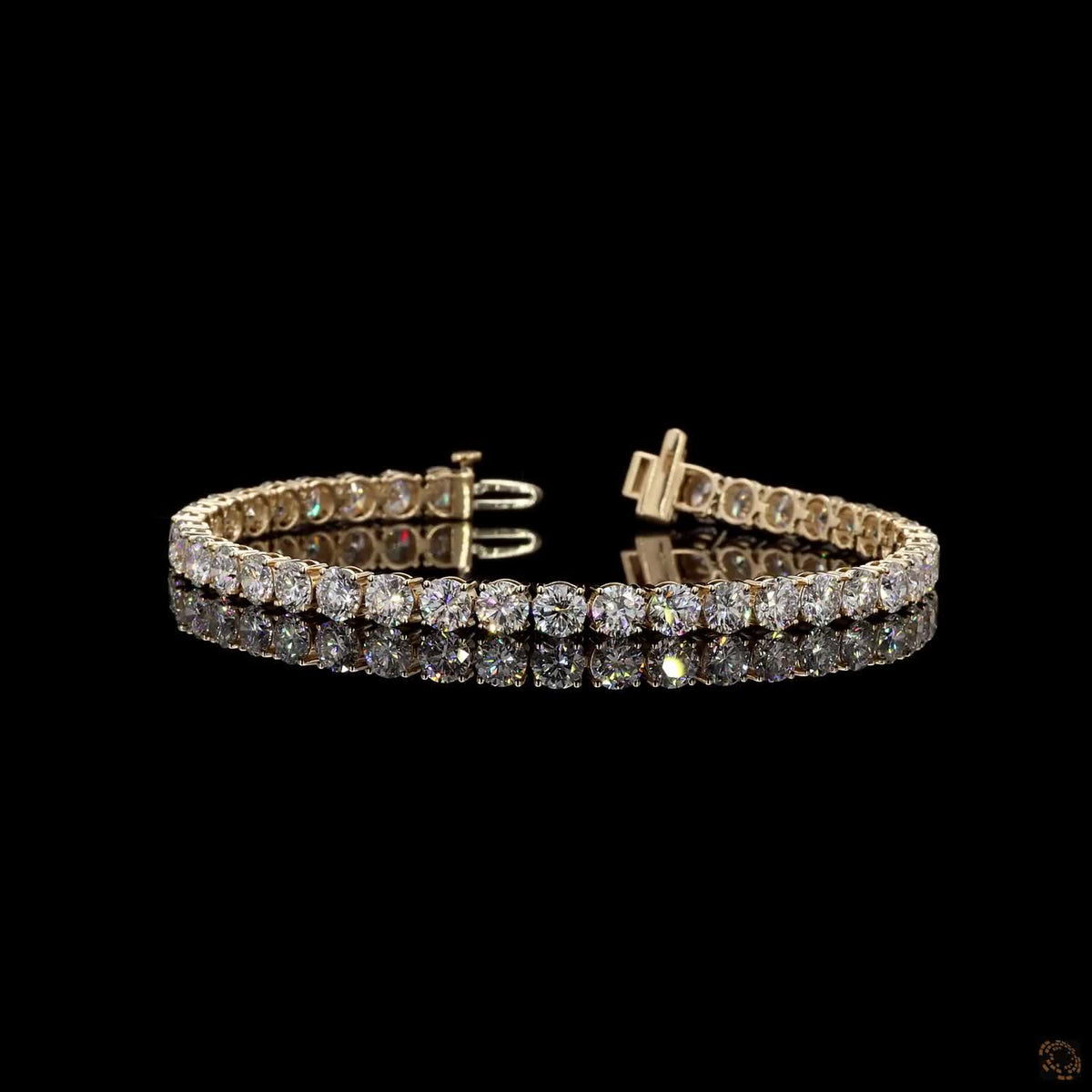 12.63 Ct Yellow Gold Round Tennis Bracelet, Timeless 4-Prong Eternity Line Bracelet, Everyday Layering Fine Jewelry, Gift for Her