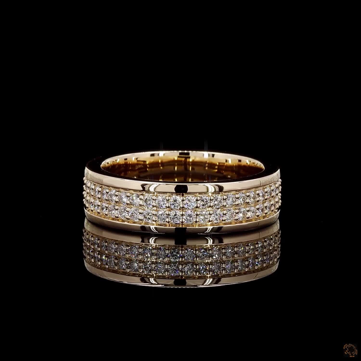 0.91 Ct Yellow Gold 62 Round Diamond Wedding Band Ring