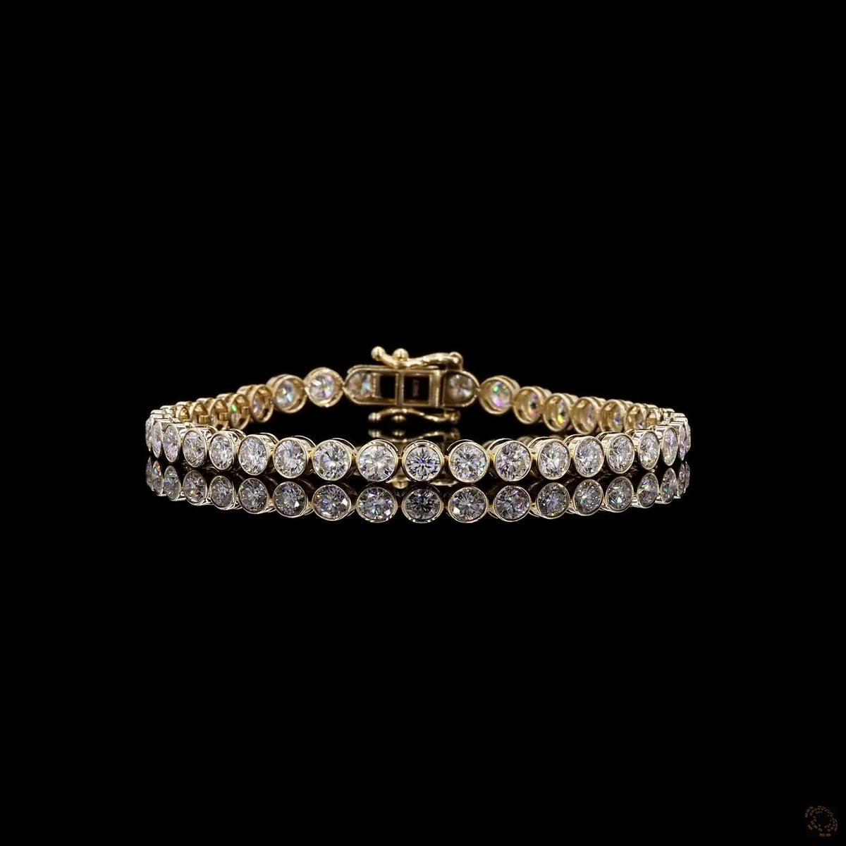 8.4 Ct Full Bezel Setting Smooth solid gold rim securing each stone