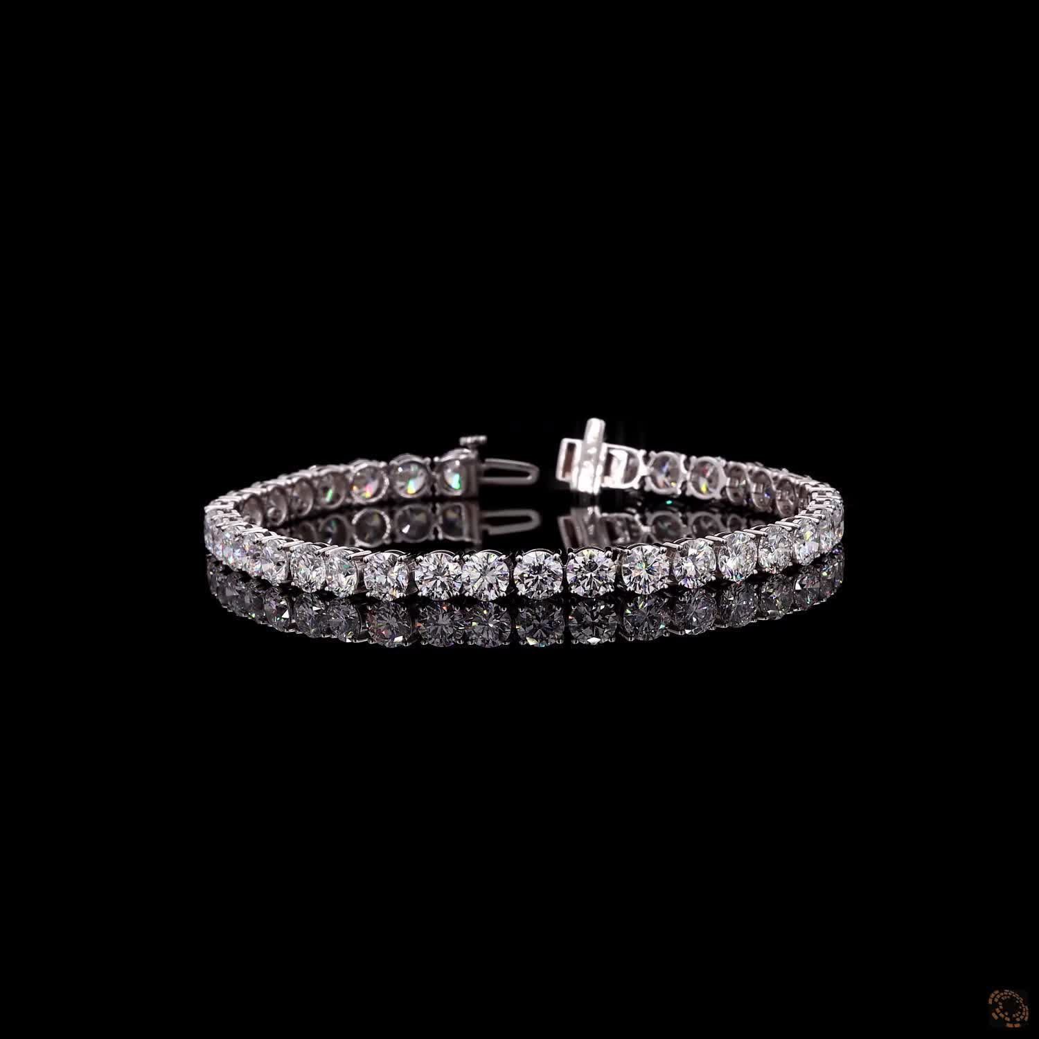 14.85 Ct Round Cut Moissanite Classic Tennis Bracelet in 14K White Gold | 4-Prong Diamond Alternative Line Bracelet