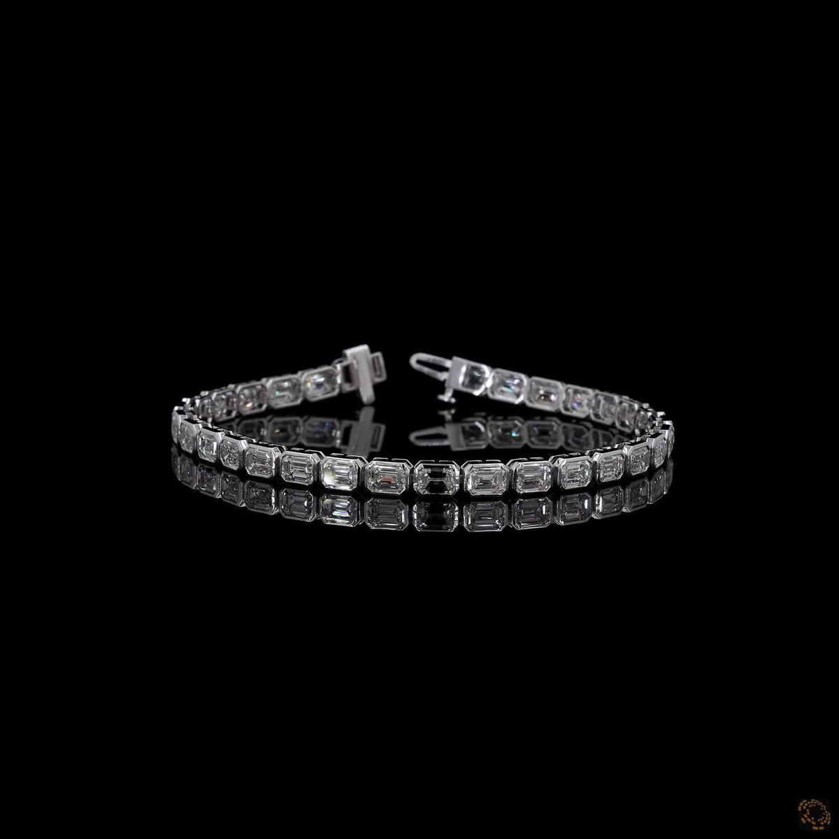 10.29 Ct Emerald-Cut Diamond Bezel Tennis Bracelet in 14K White Gold
