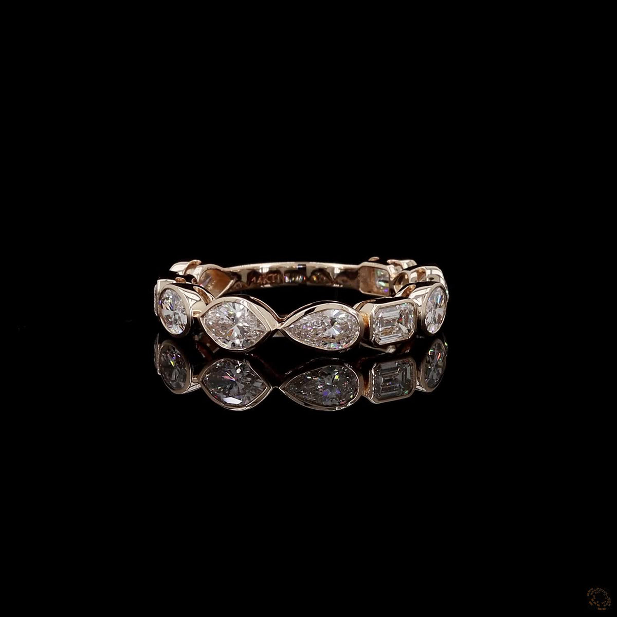 2.69 Ct Multi-Shape Cut Mix Alternating Emerald, Marquise, Pear, and Oval diamonds in horizontalEast-West orientations