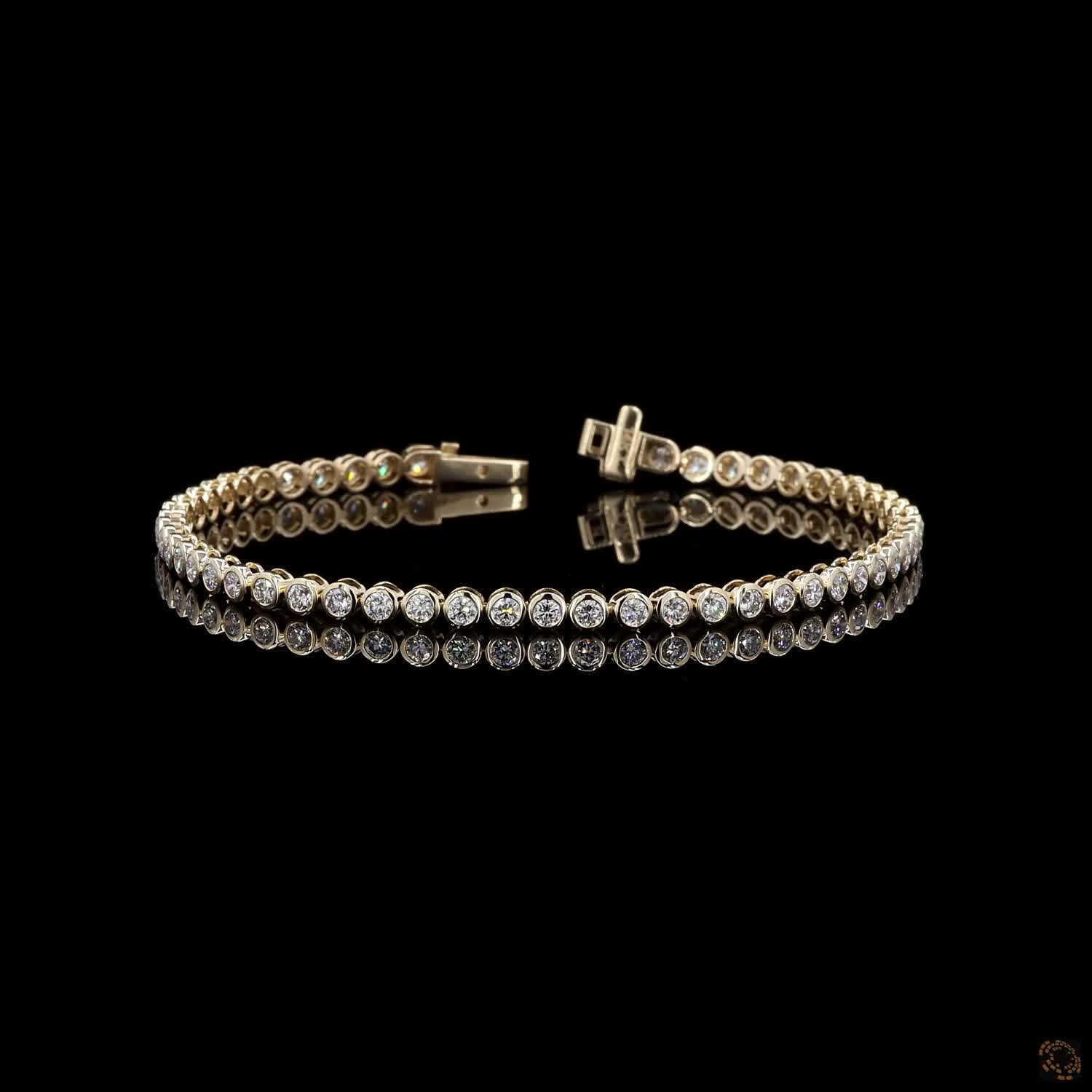 2.77 Ct Bezel Set Round Moissanite Tennis Bracelet in 14K Yellow Gold | Uniform Round Diamond Alternative Line Bracelet