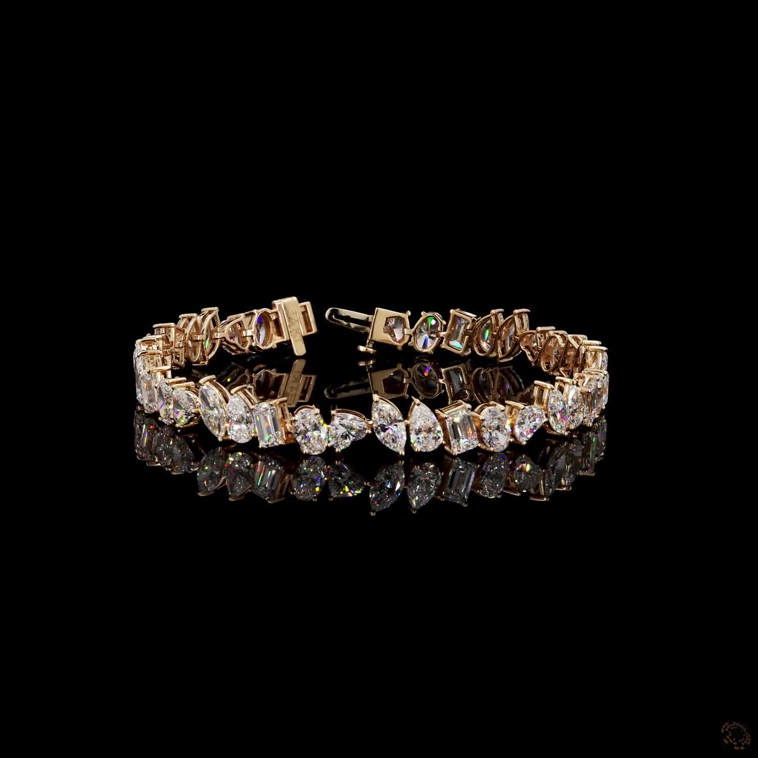 12.65 Ct Mixed-Shape / Fancy-Cut Tennis Bracelet multi-shape cluster sequence