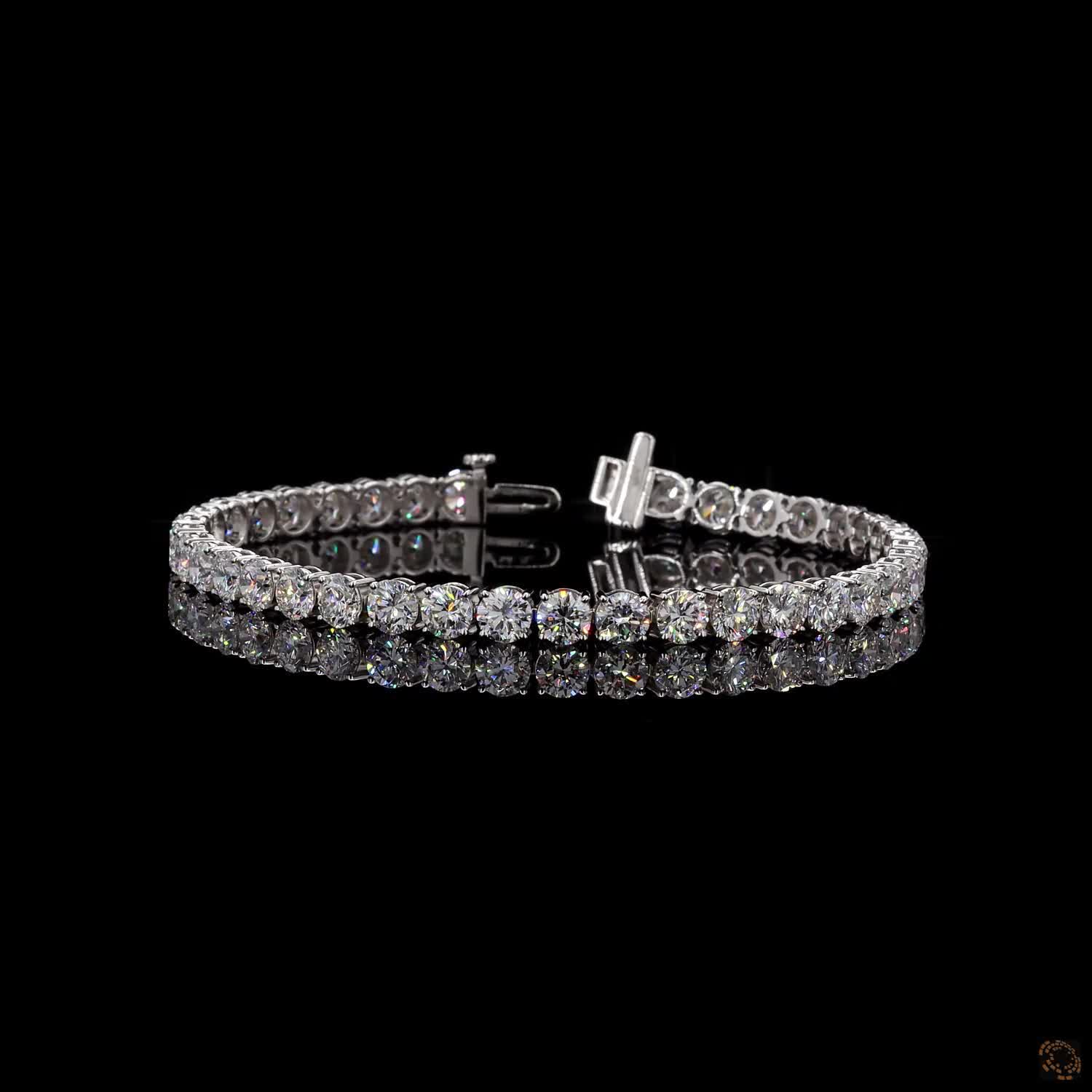 12.66 Ct White Gold Graduated Bezel Tennis Bracelet, Round Moissanite Statement Bracelet, Vintage-Inspired Stackable Fine Jewelry, Luxury Gift for Her
