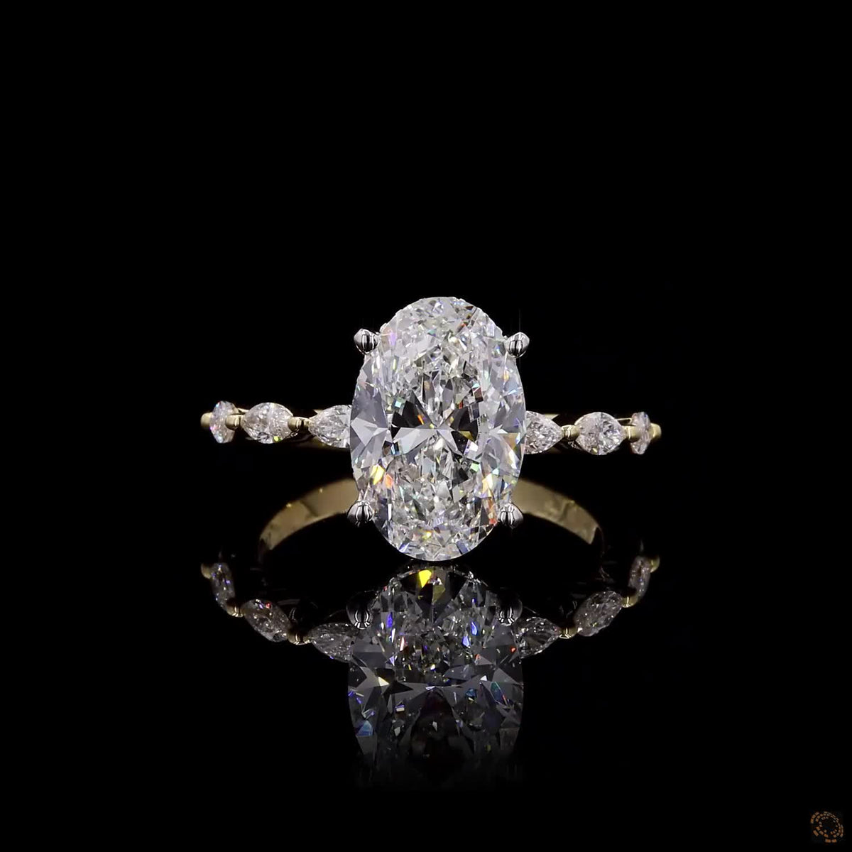 4.05 Ct Oval Cut Lab Grown Diamond Engagement Ring Set