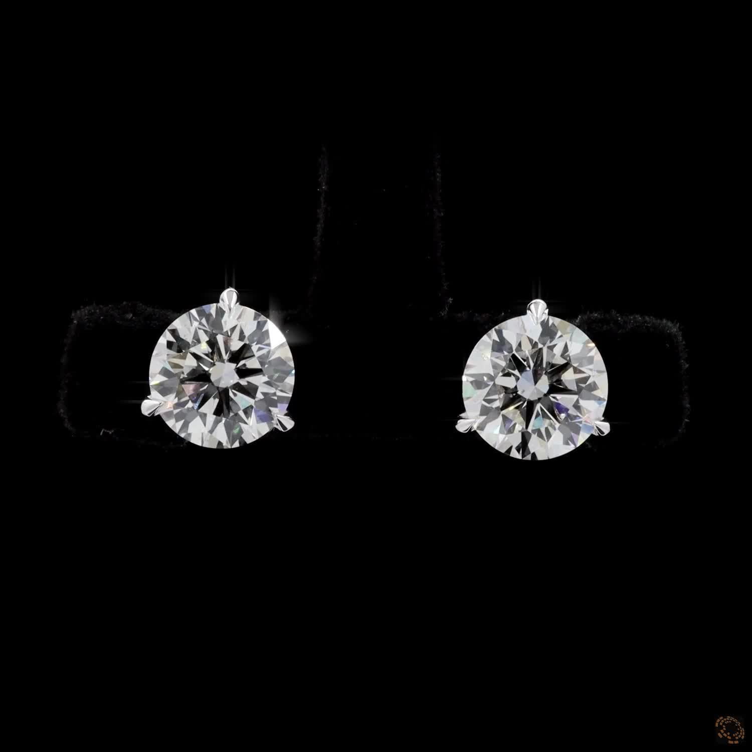 3.06 Ct 3-Prong Pear-Shaped Diamond Stud Earrings with V-Prong Tip