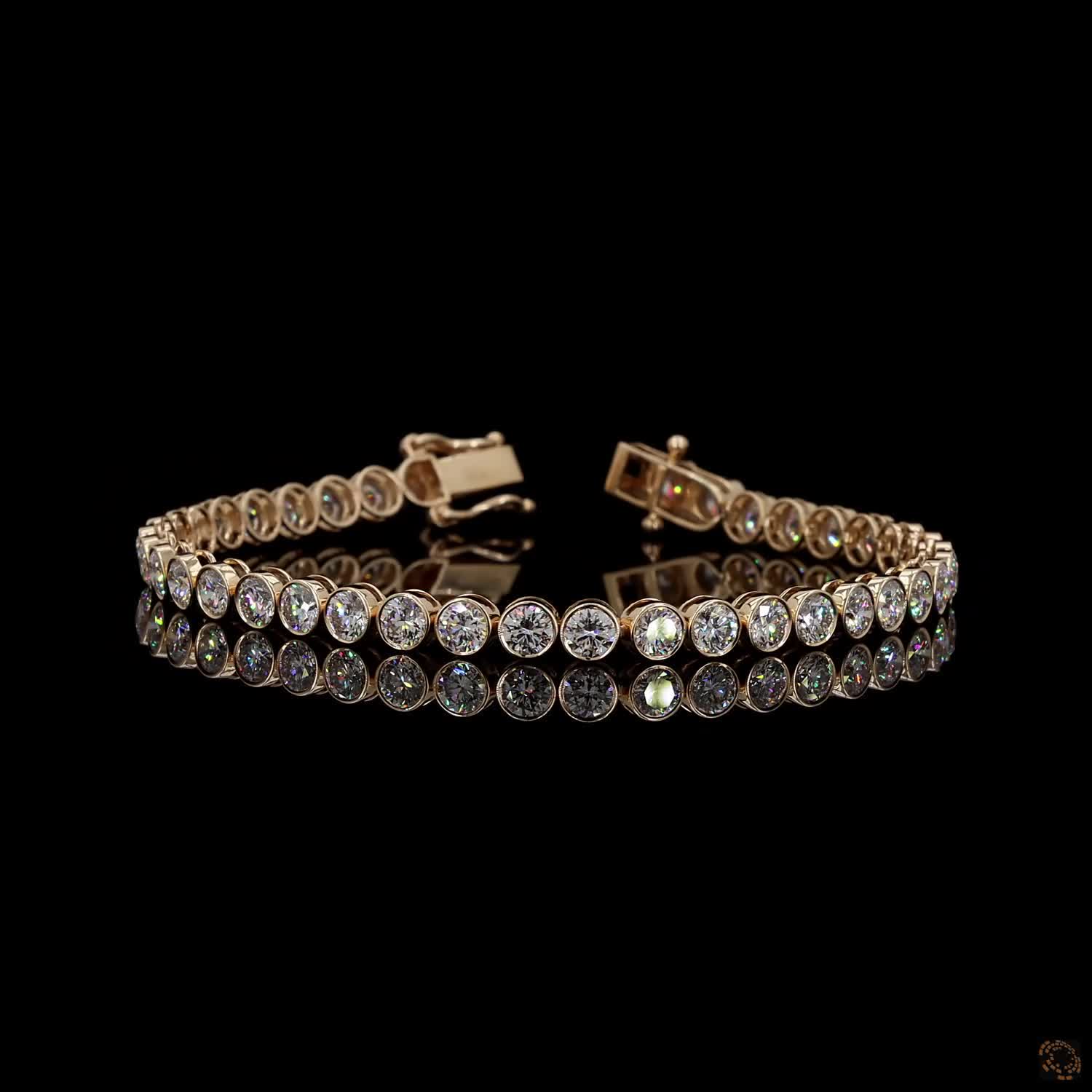 12.85 Ct Gold-Tone Round Crystal Tennis Bracelet for Women – Elegant Sparkling Bracelet