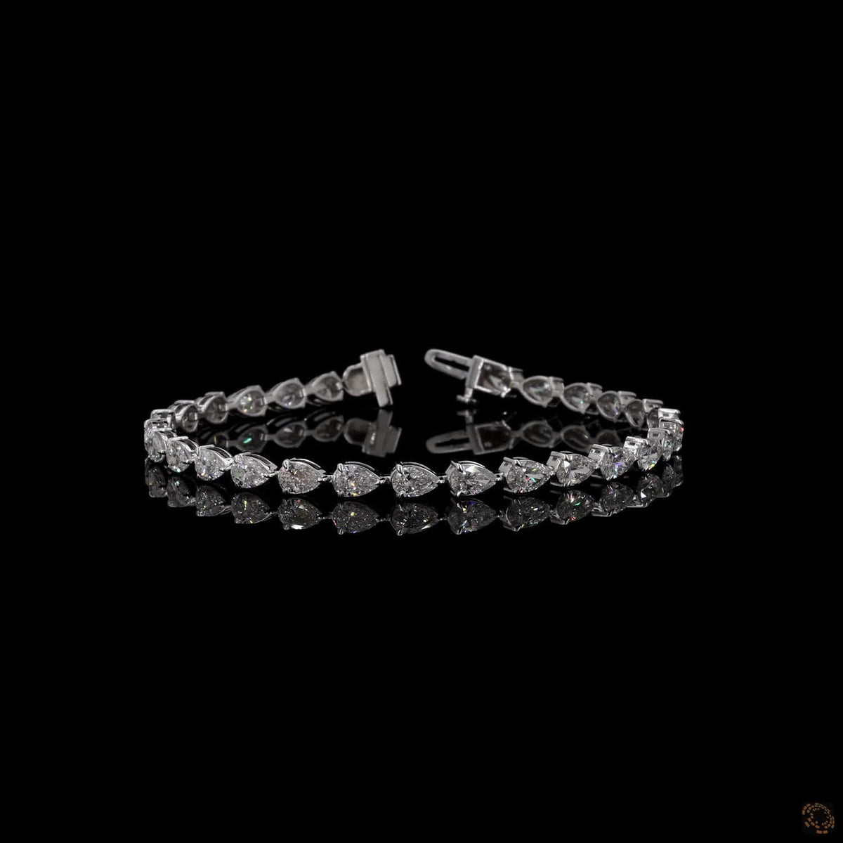 7.16 Ct Pear Cut Diamond Tennis Bracelet in White Gold