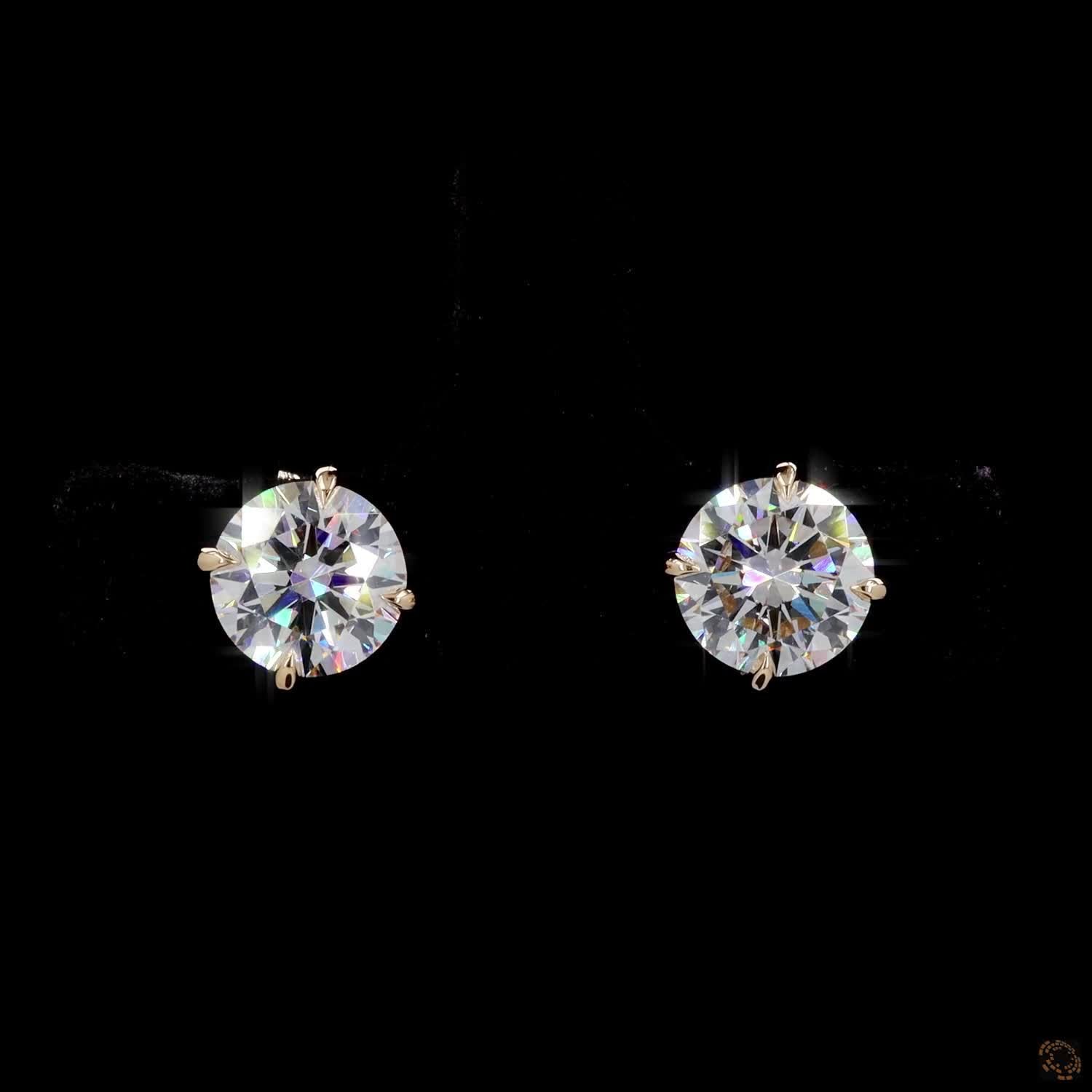 2.08 Ct 14K Yellow GOLD Round Shape Studs Earring