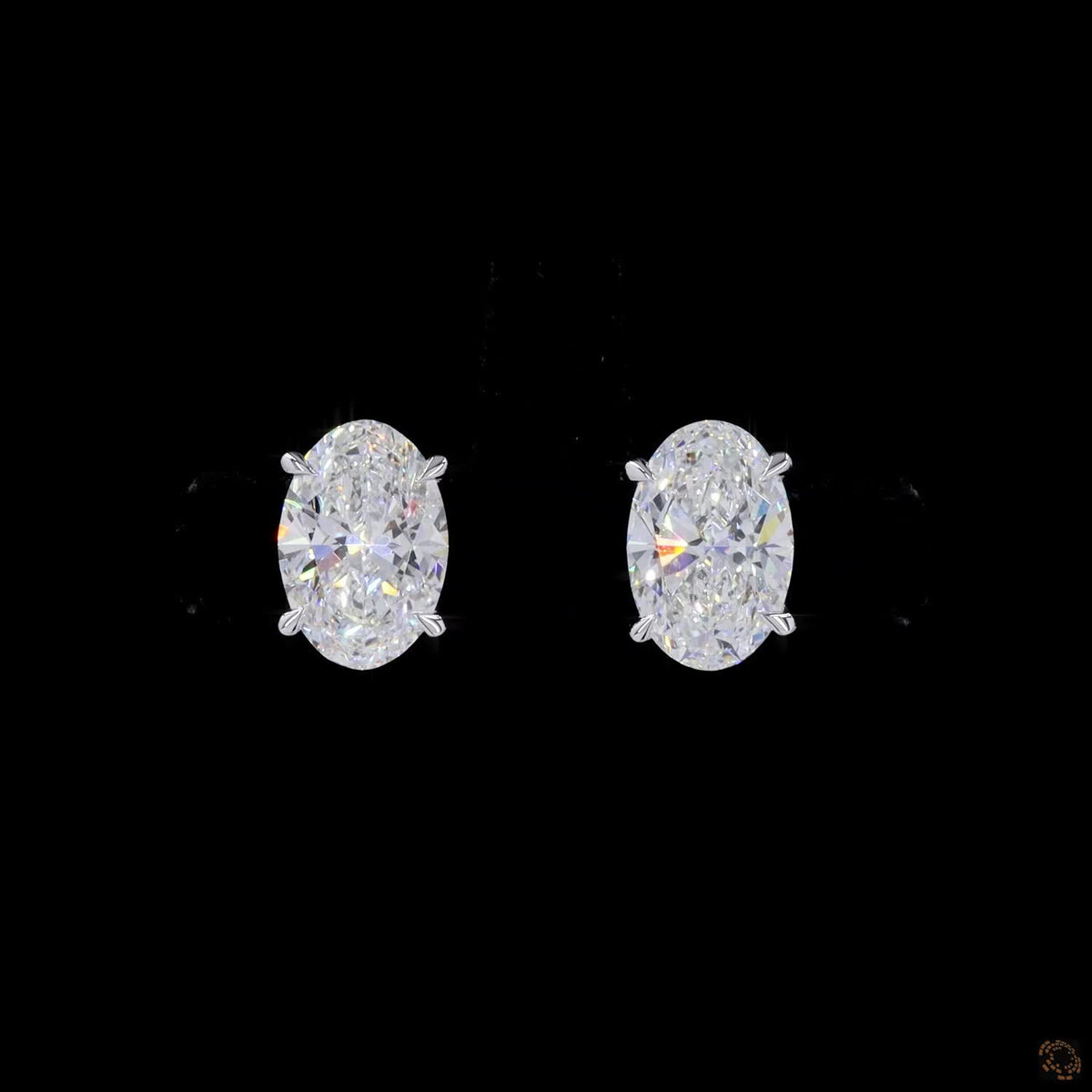 4.17 Ct 14K White Gold Oval Cut Diamond Solitaire Stud Earrings