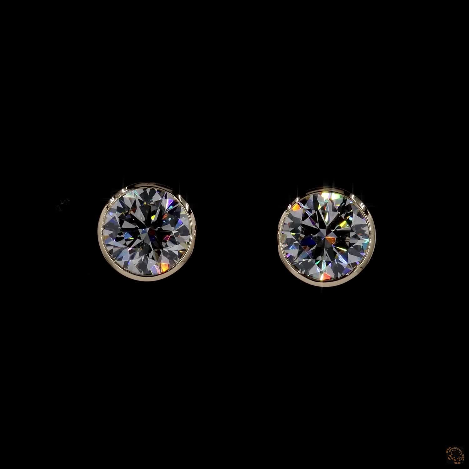 4.08 Ct Full Bezel Setting Smooth solid yellow gold rim fully surrounding each diamond