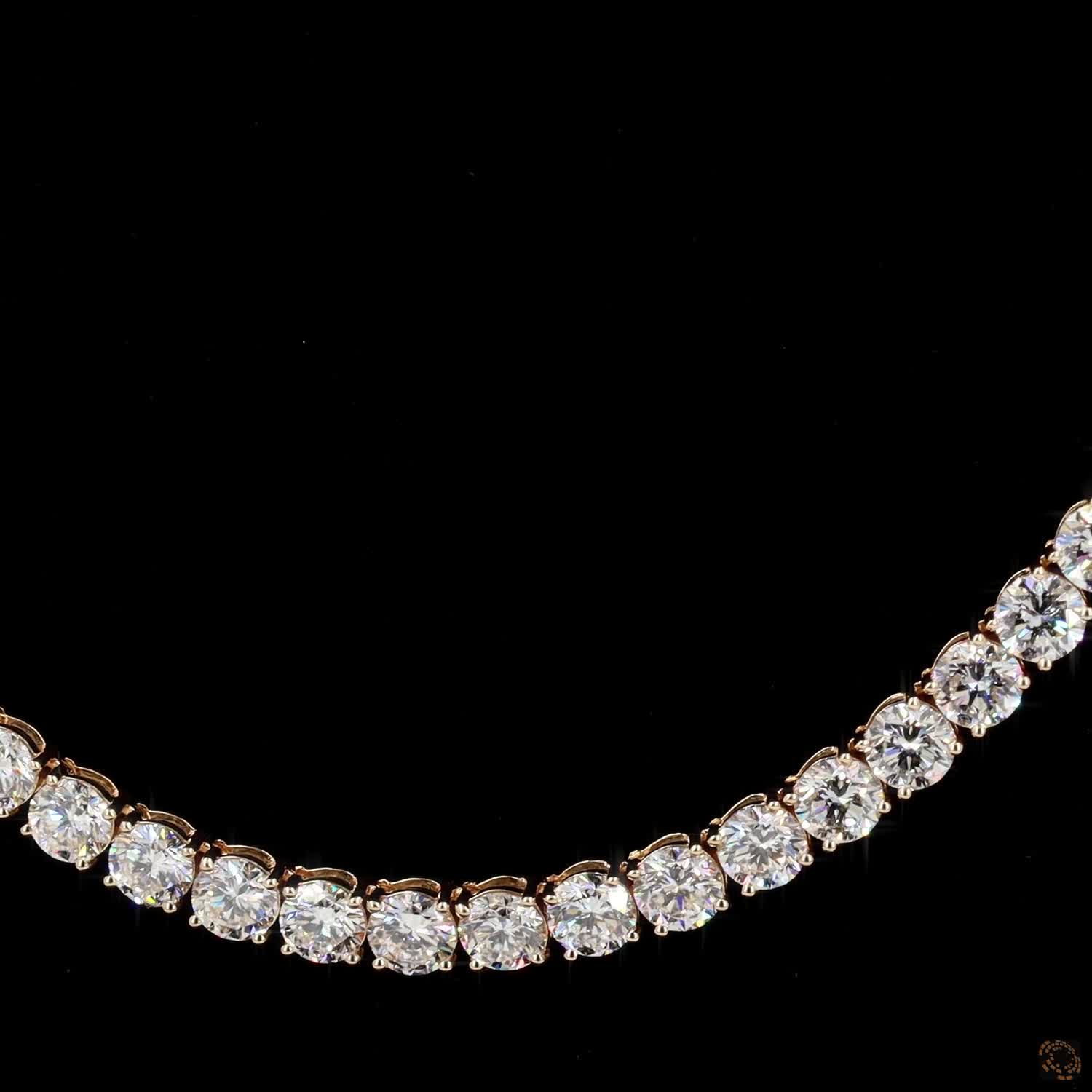 45.14 Ct Round Lab-Grown Diamond Tennis Choker Chain in Rose Gold