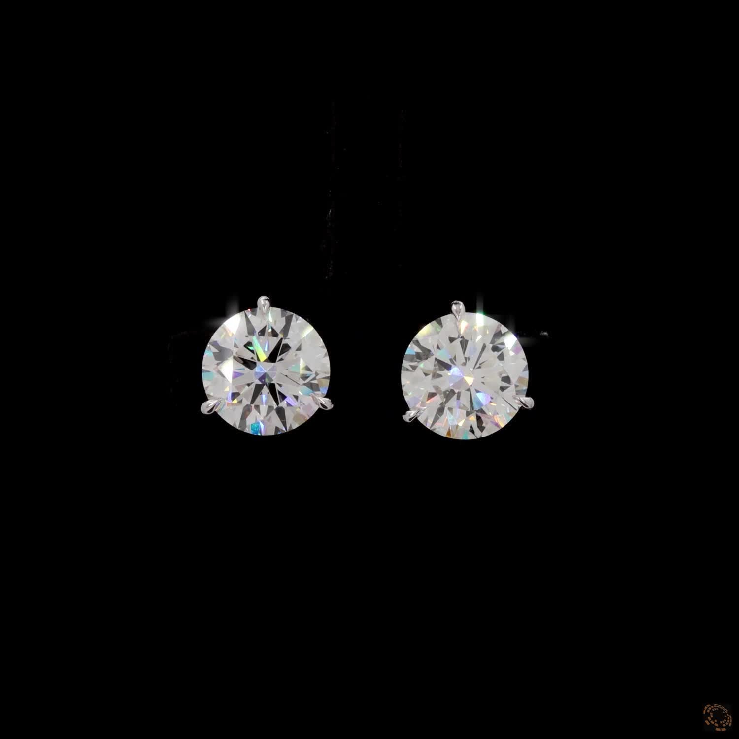 8.15 Prong Martini Round Diamond Stud Earrings in White Gold / Platinum