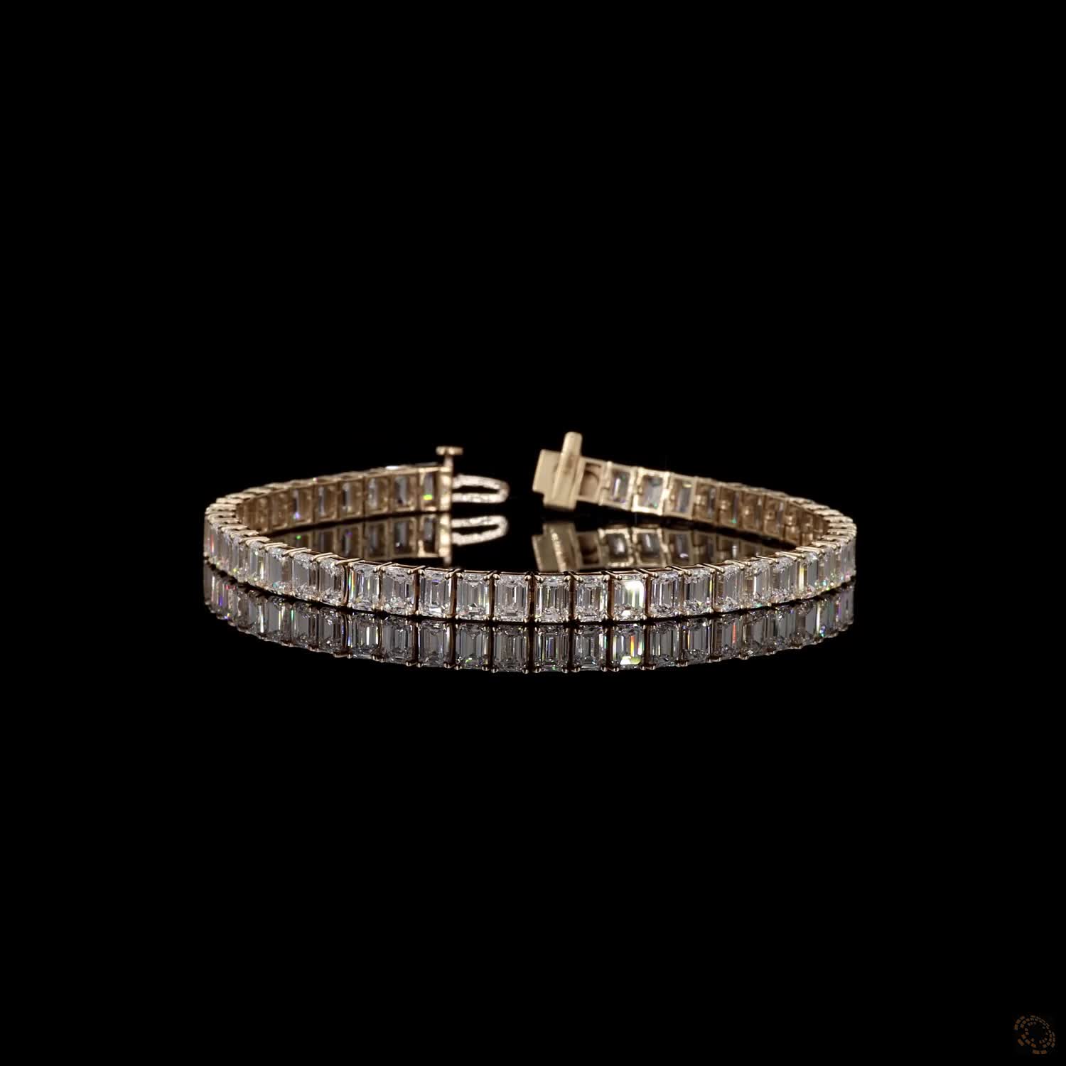 15.27 Ct Emerald Cut Diamond Tennis Bracelet in 14K Yellow Gold