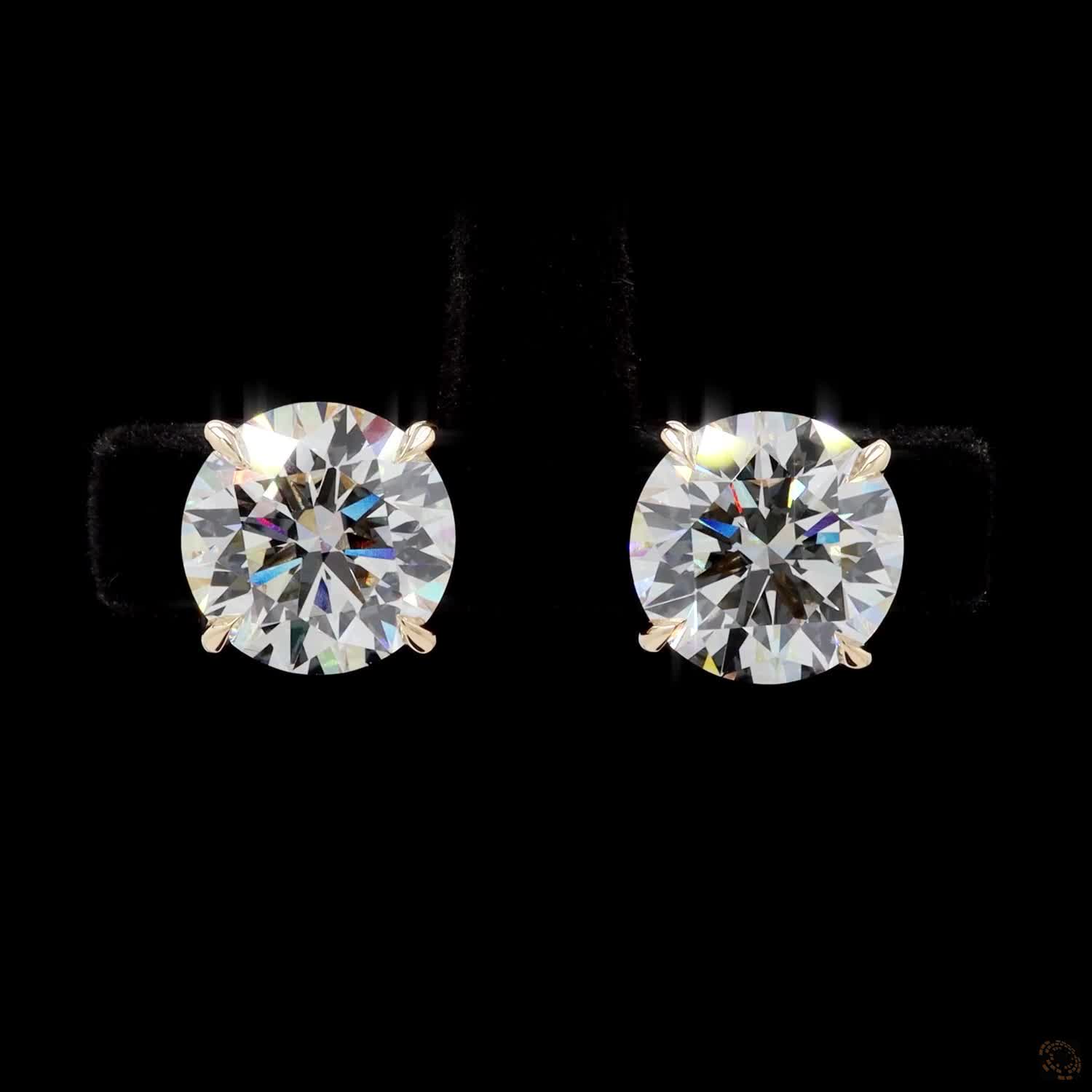 7.15 Ct Round Diamond Solitaire Stud Earrings, High-Polish 14K Yellow Gold 4-Prong Claw Earrings for Women