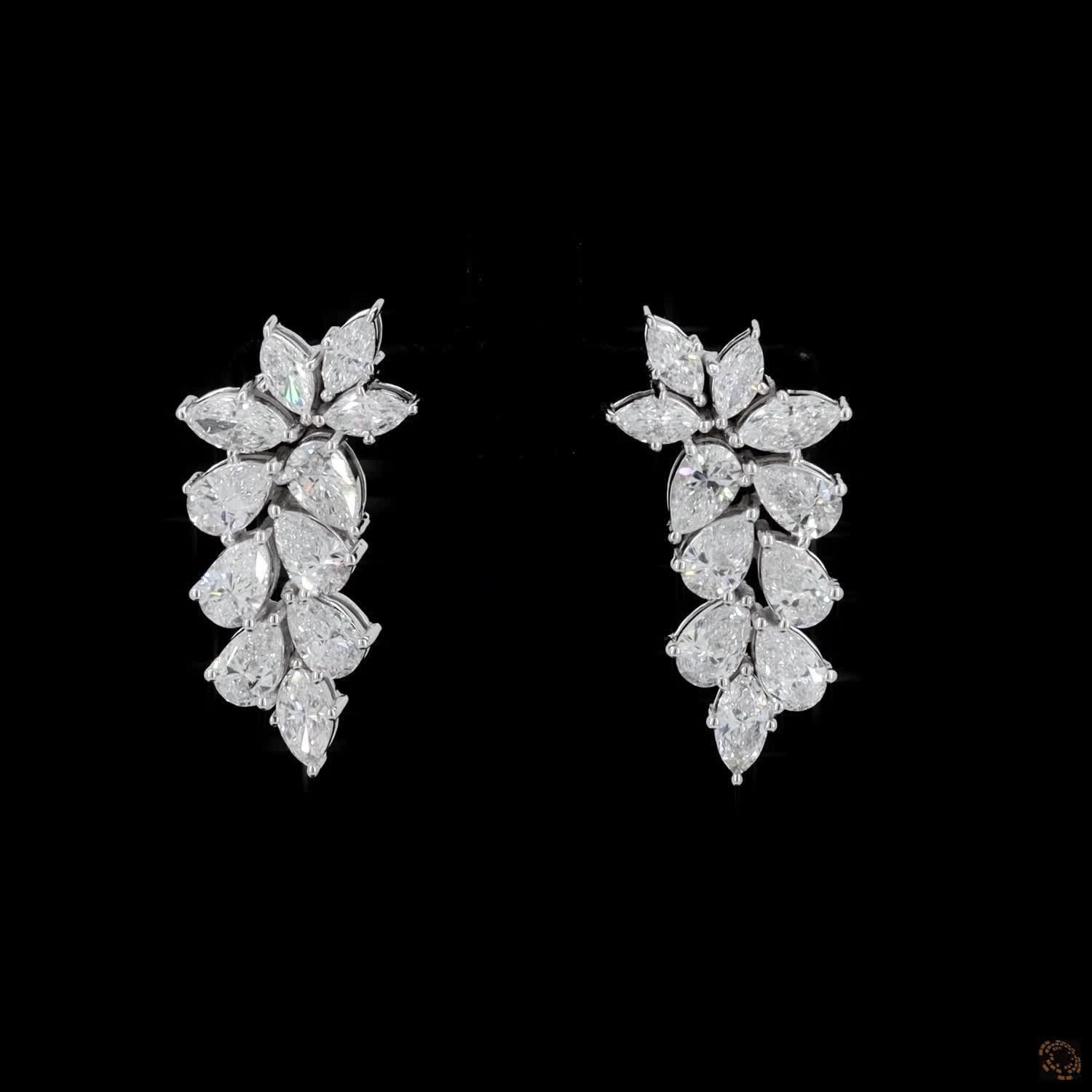 4.38 Ct High-clarity multi-shape diamonds marquise and pear cuts set at dynamic angles for multidirectional sparkle