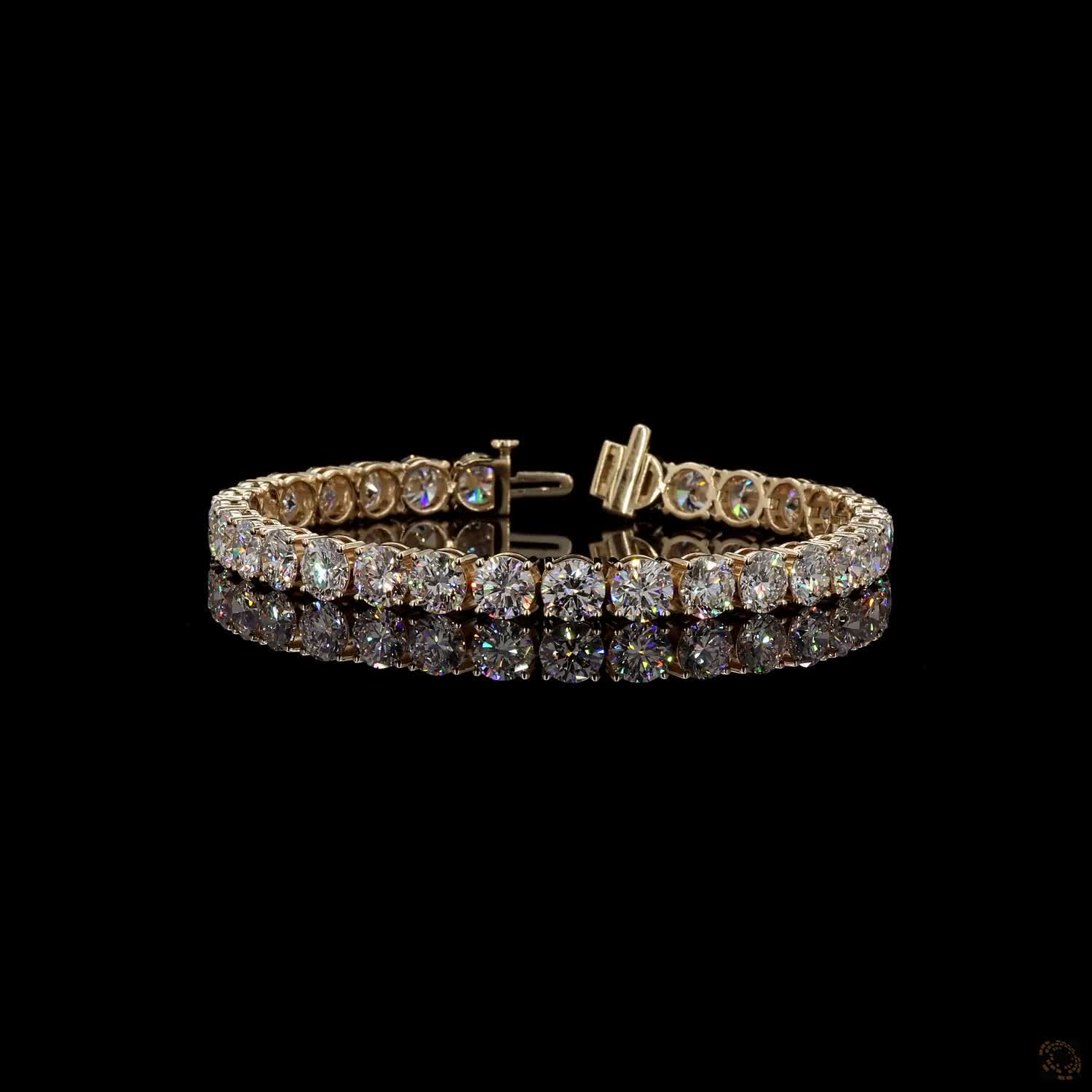 23.27 Classic Round Diamond Tennis Bracelet in Yellow Gold | Elegant Bridal & Anniversary Jewelry