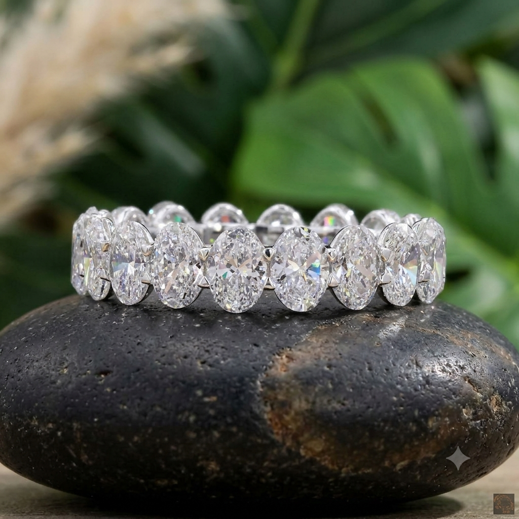 4.83 Ct Oval Cut Diamond Eternity Band | Full Eternity Wedding Ring | White Gold Anniversary Band