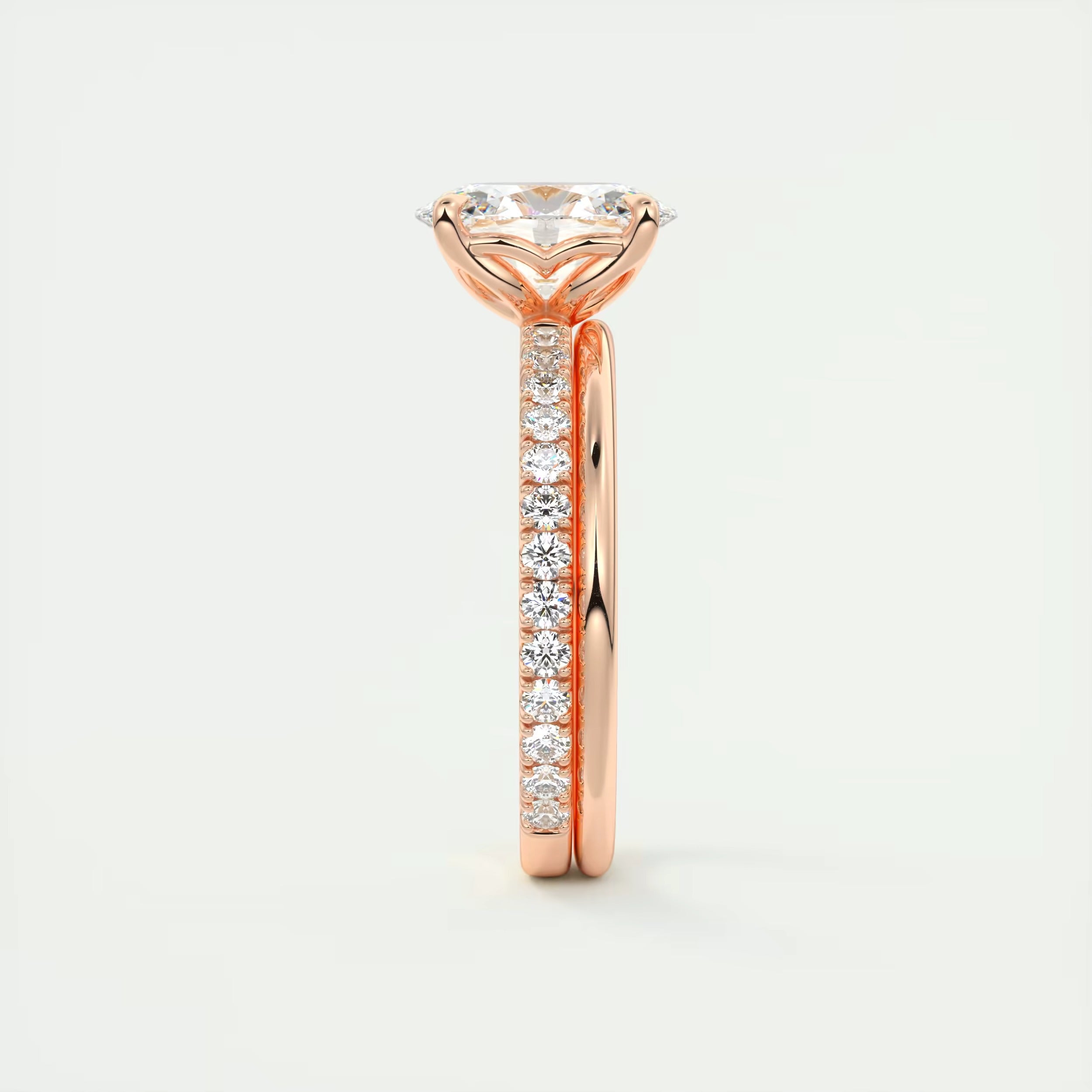 2.00 Ct Royale Pavé Oval Floral Basket 1.8mm French Set Pavé Ring