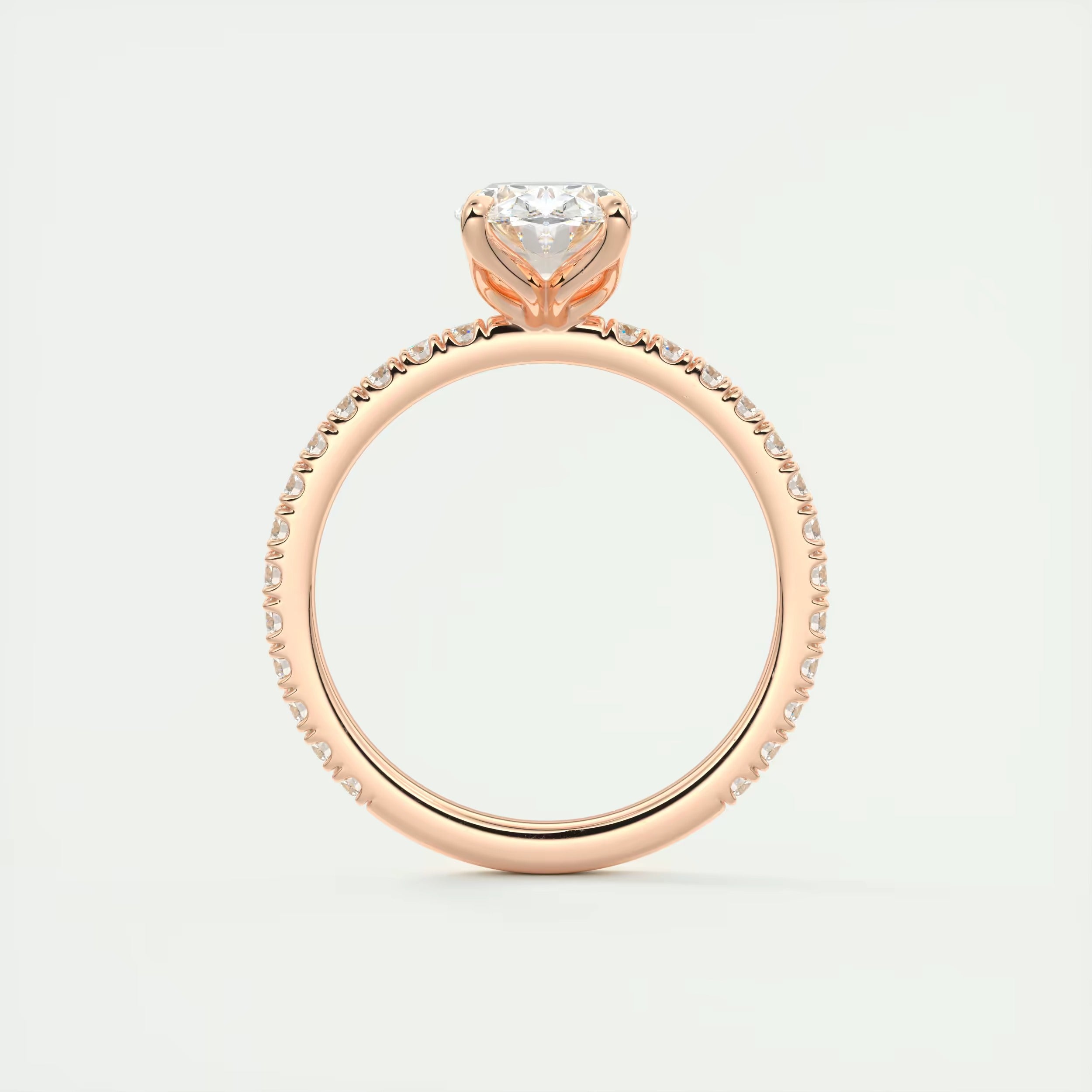 2.00 Ct Royale Pavé Oval Floral Basket 1.8mm French Set Pavé Ring