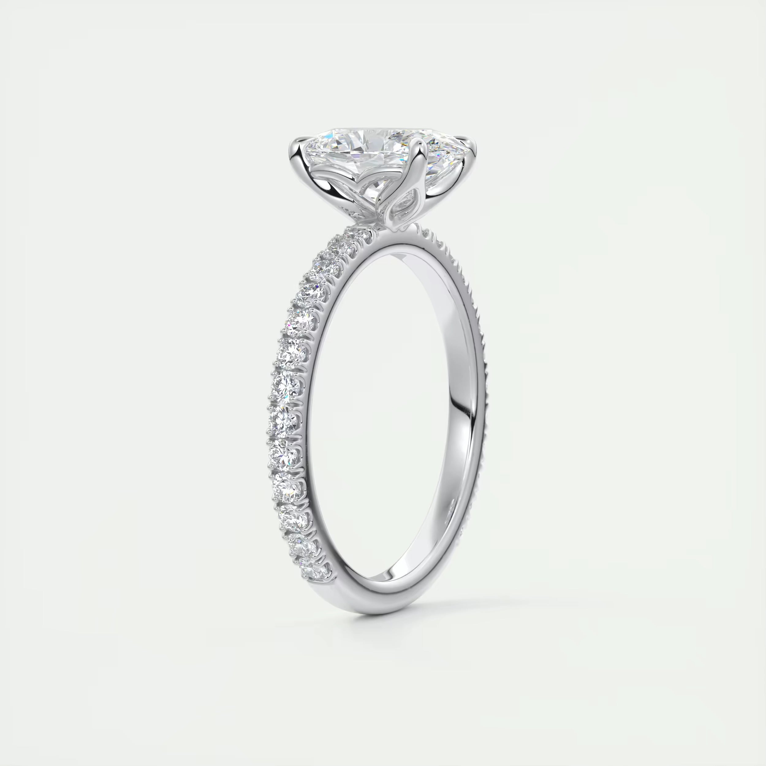 2.00 Ct Royale Pavé Oval Floral Basket 1.8mm French Set Pavé Ring