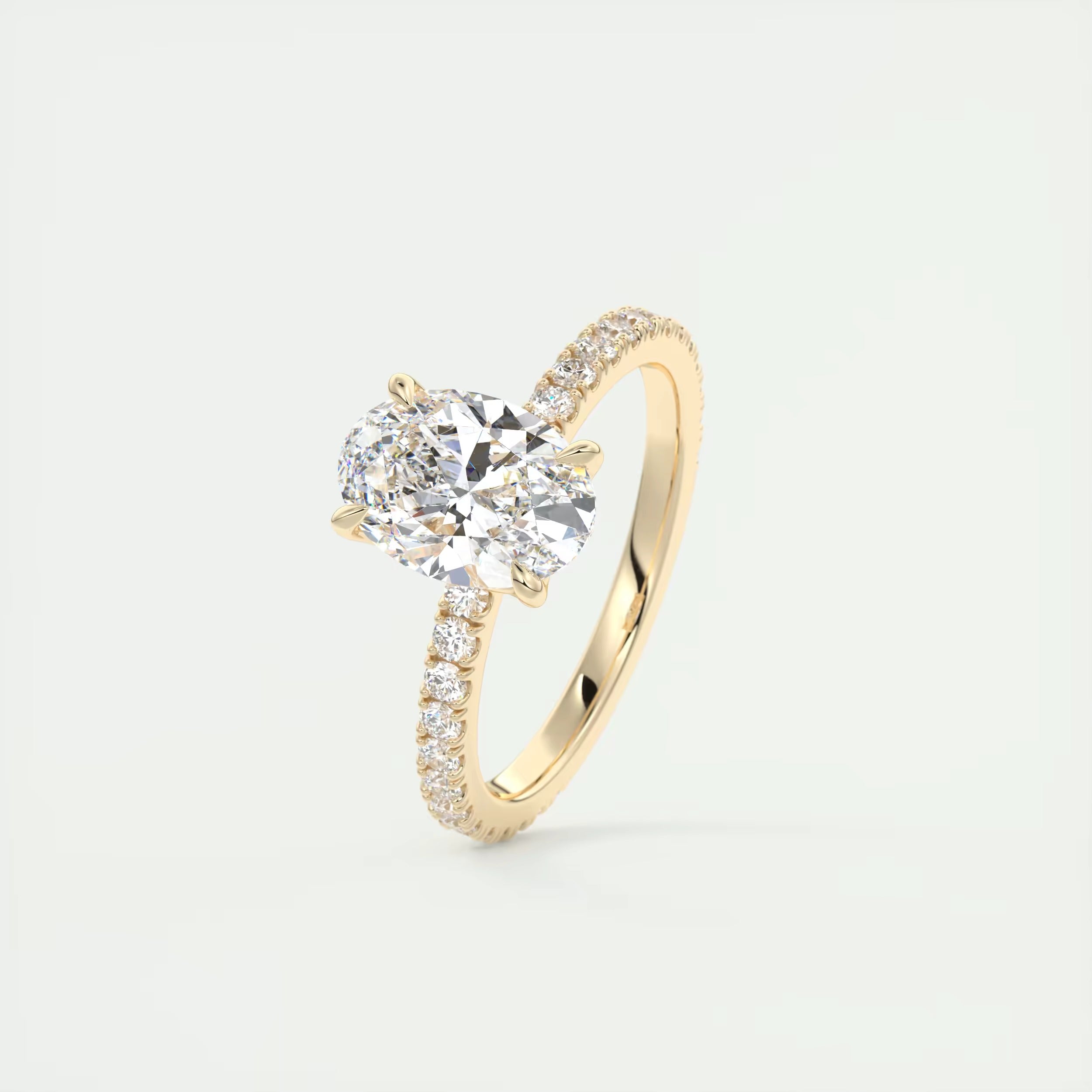 2.00 Ct Royale Pavé Oval Floral Basket 1.8mm French Set Pavé Ring
