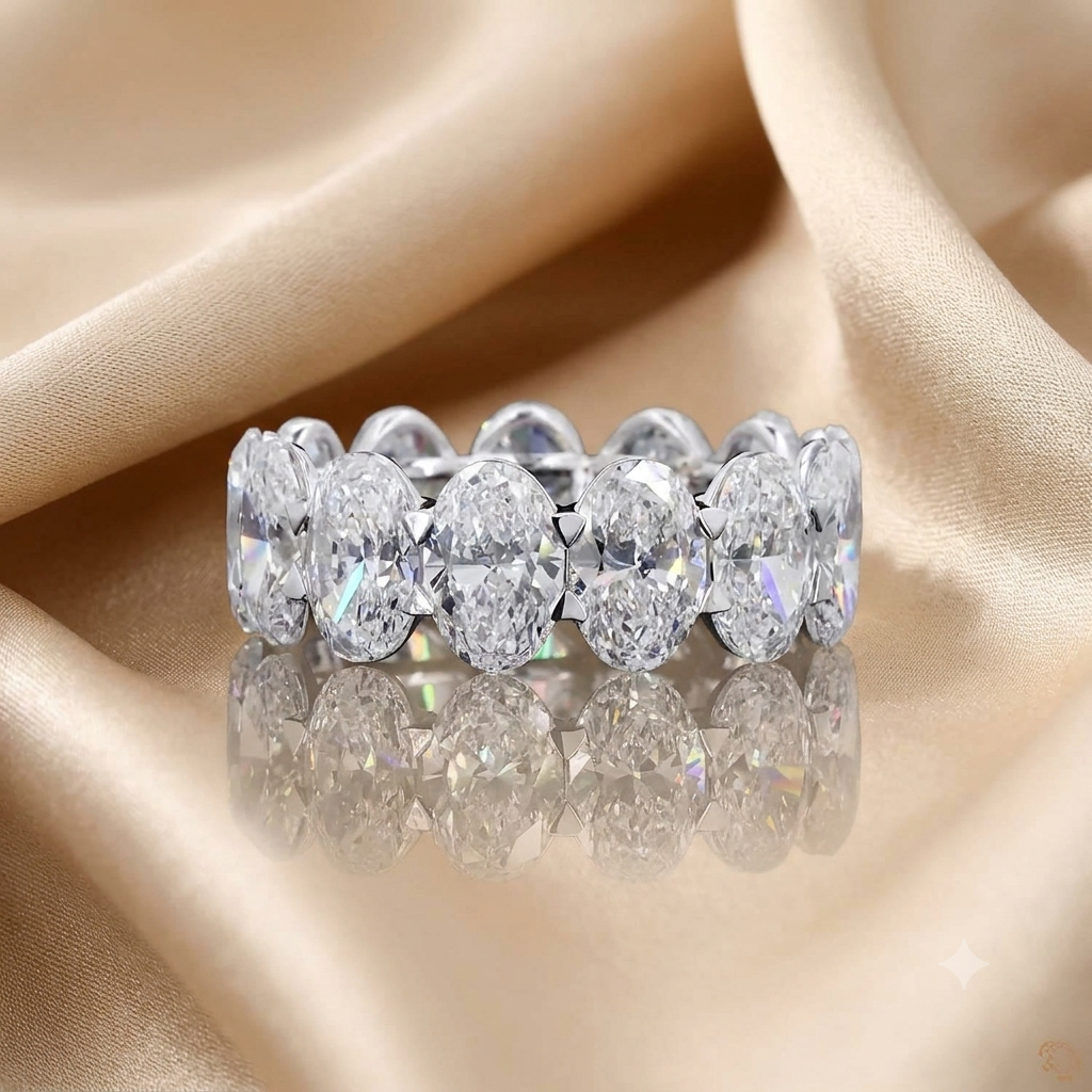 13.43 Ct Luxury Oval Cut Diamond Eternity Band | Stackable Wedding & Anniversary Ring
