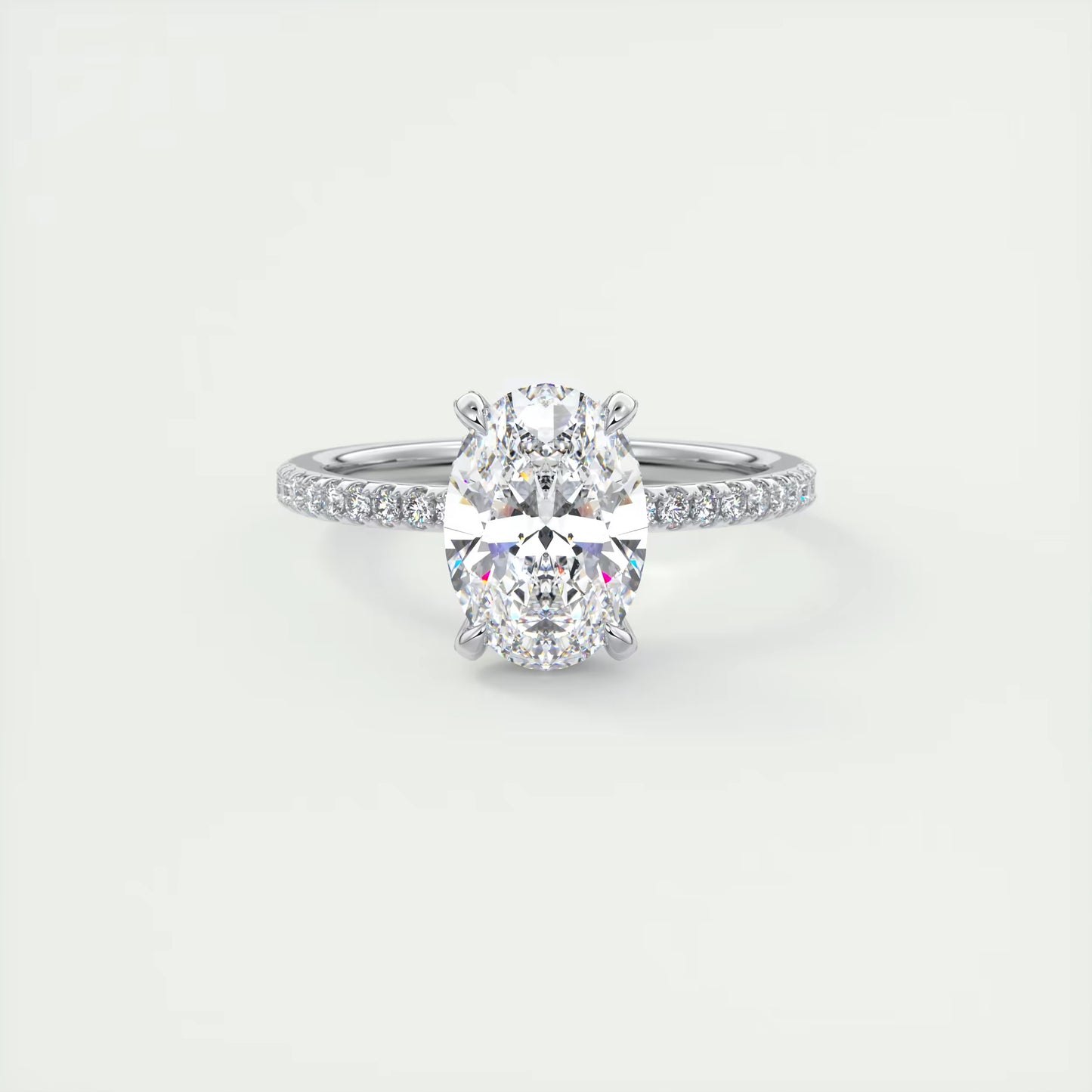 2.40 Ct The Glitterbomb Oval Center Pavé Encrusted Ring
