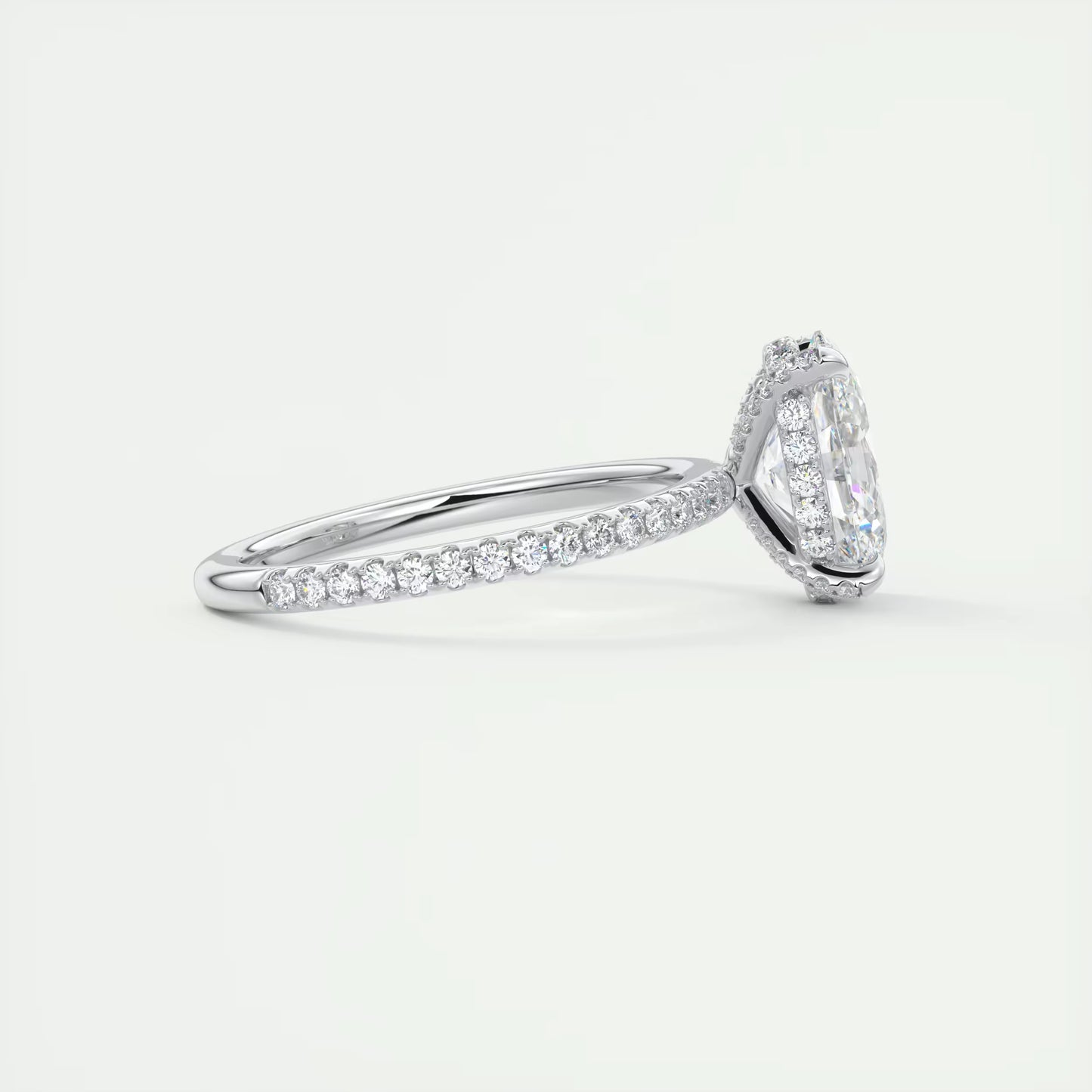 2.40 Ct The Glitterbomb Oval Center Pavé Encrusted Ring