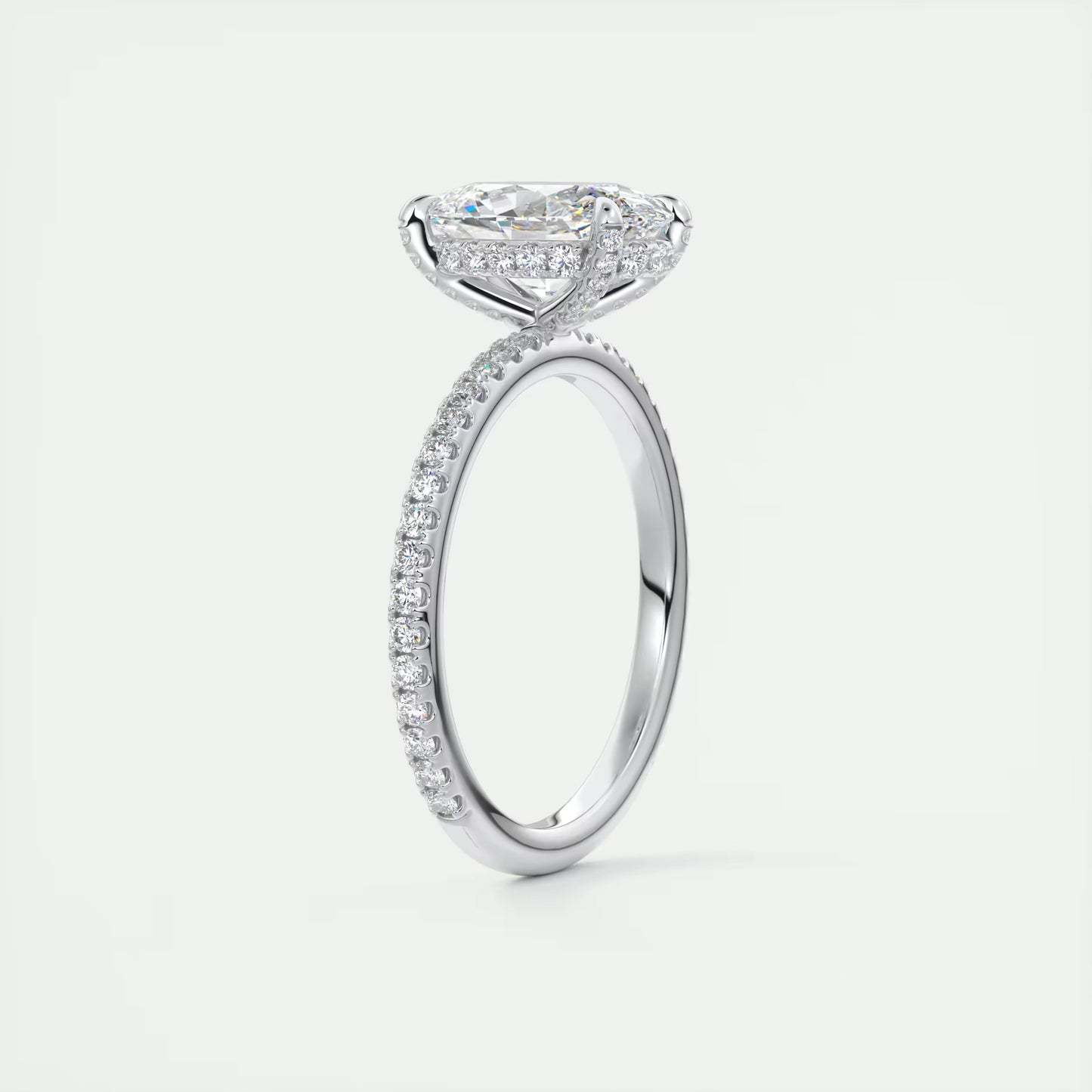 2.40 Ct The Glitterbomb Oval Center Pavé Encrusted Ring