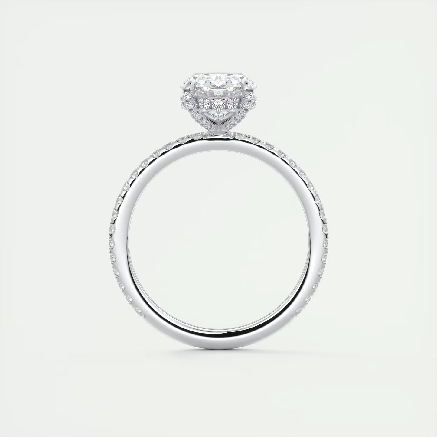 2.40 Ct The Glitterbomb Oval Center Pavé Encrusted Ring