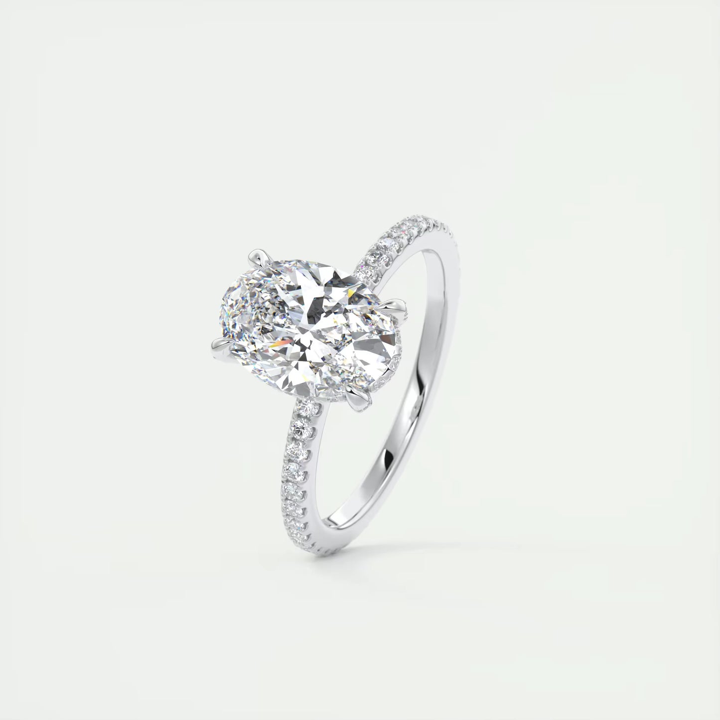 2.40 Ct The Glitterbomb Oval Center Pavé Encrusted Ring