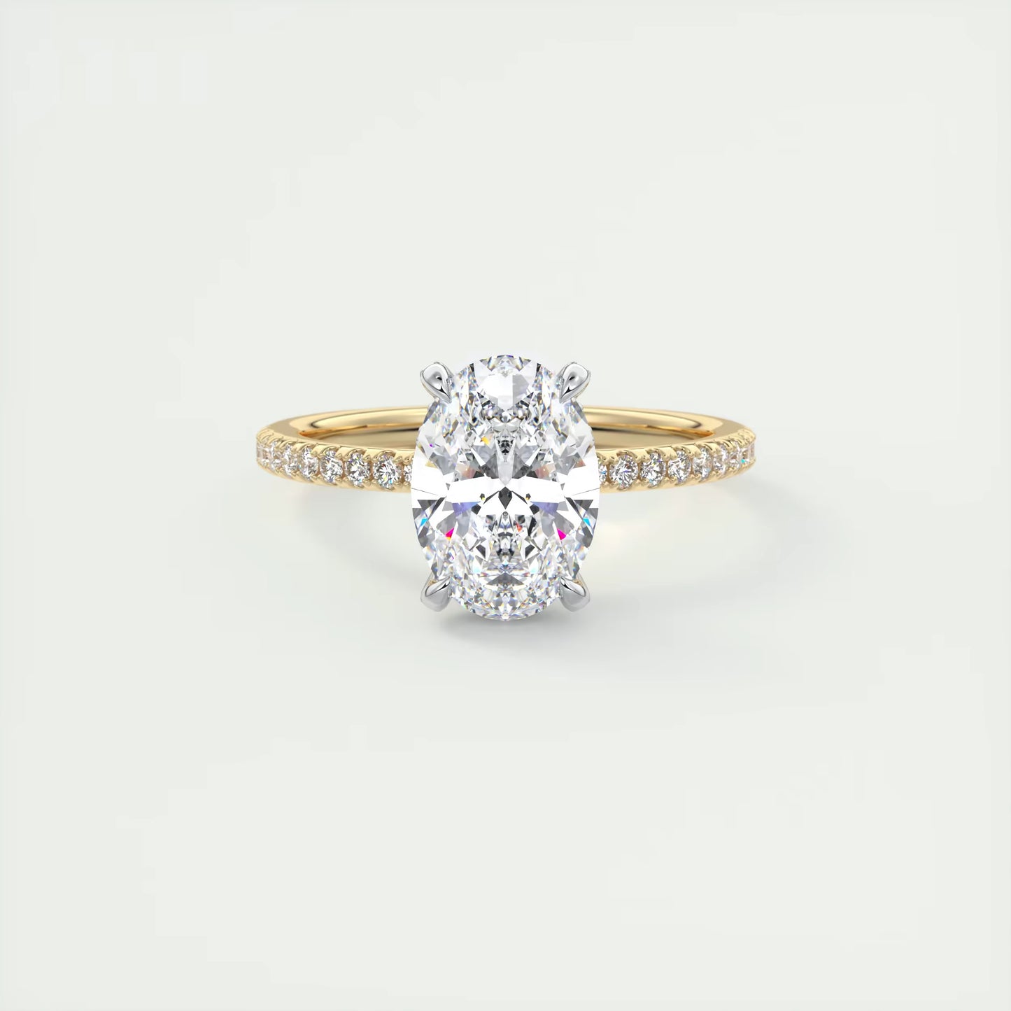 2.40 Ct The Glitterbomb Oval Center Pavé Encrusted Ring