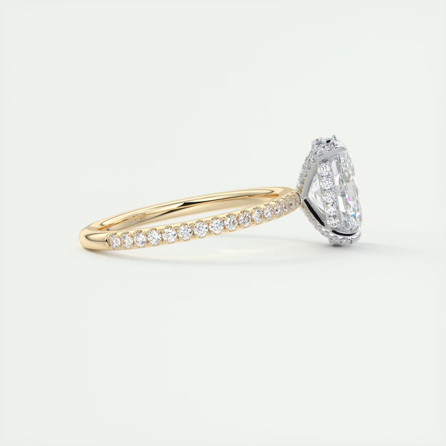 2.40 Ct The Glitterbomb Oval Center Pavé Encrusted Ring