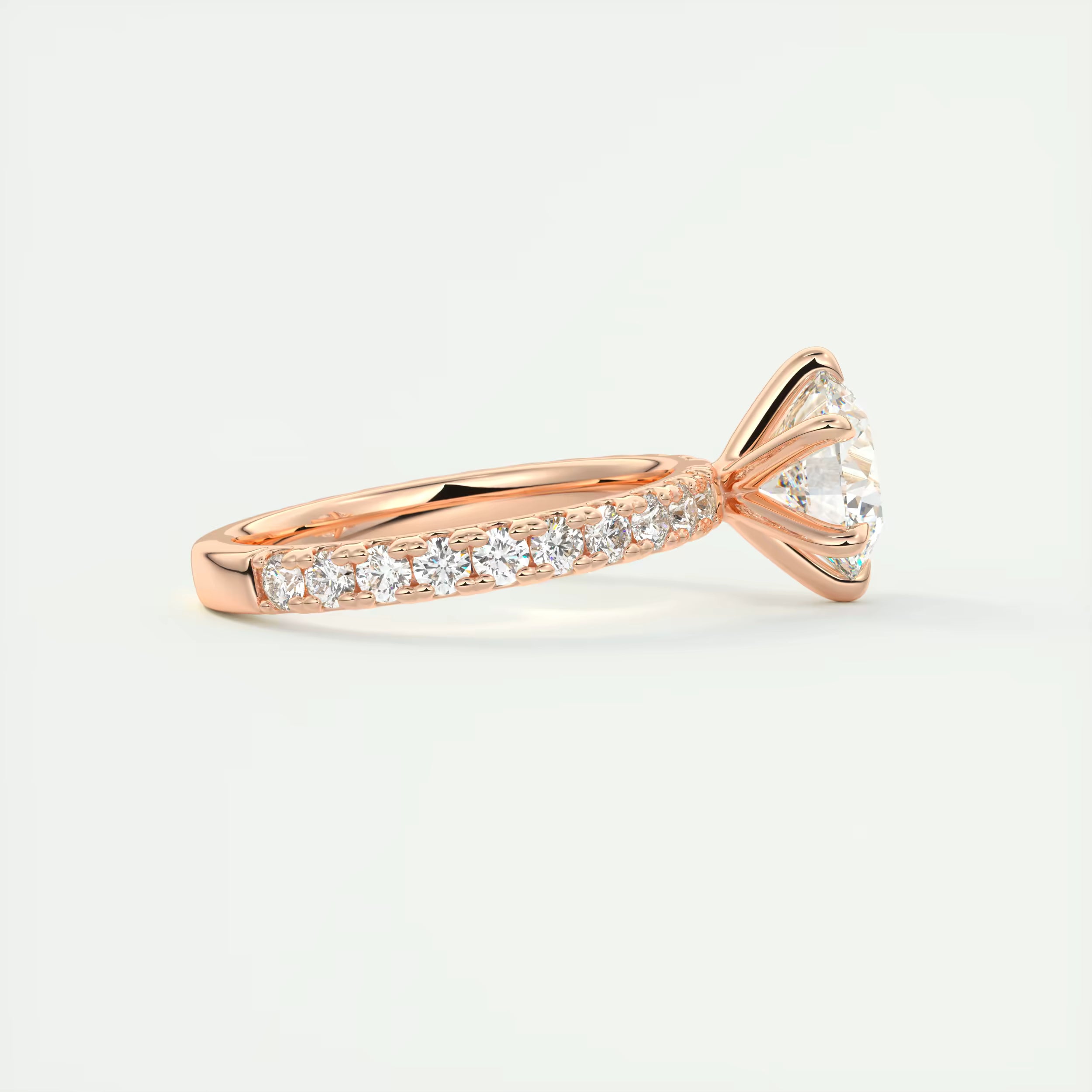 2.50 Ct Round Solitaire Ring with 3/4 French set Pave Flower Engagement Ring