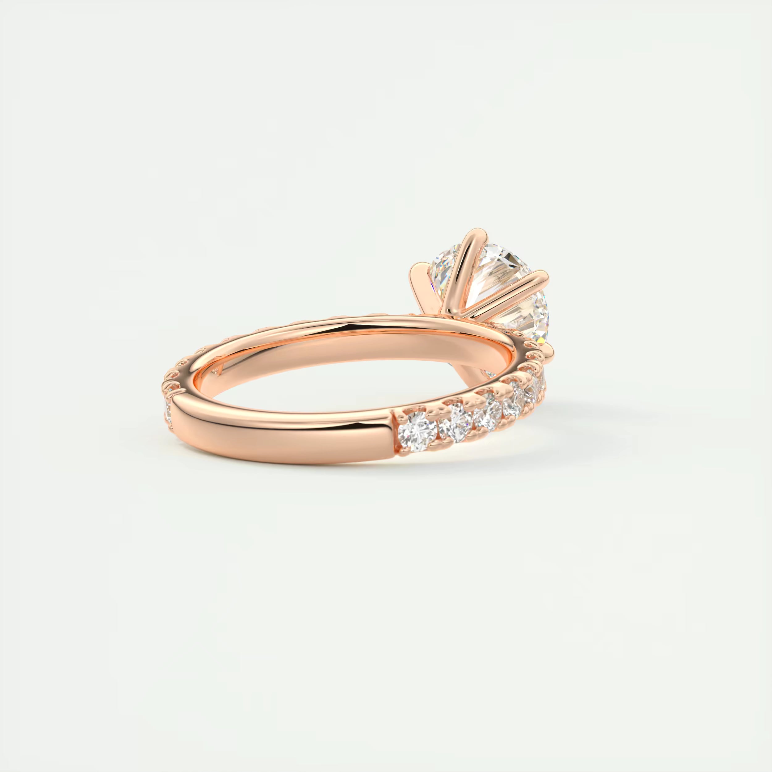 2.50 Ct Round Solitaire Ring with 3/4 French set Pave Flower Engagement Ring
