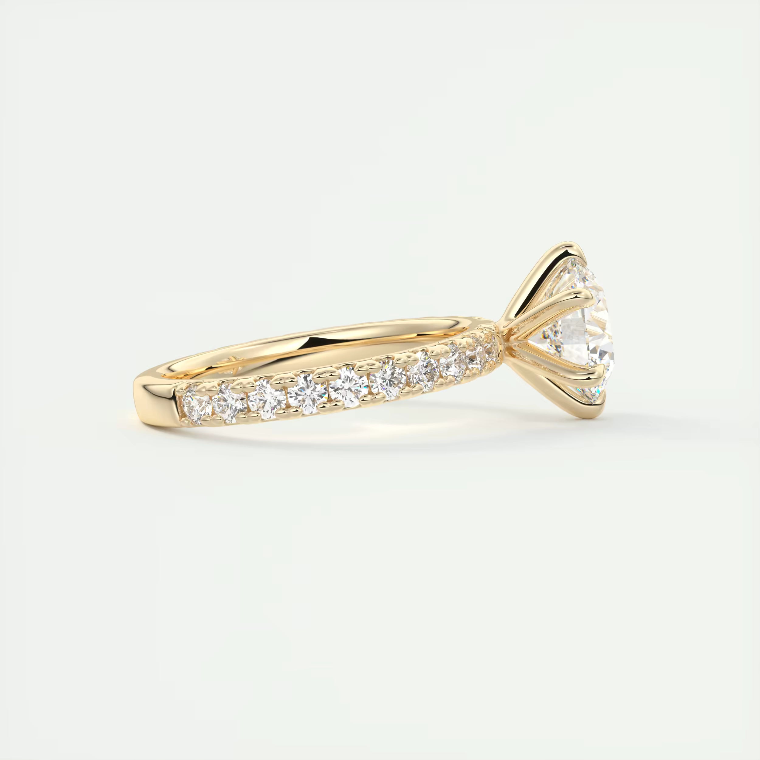 2.50 Ct Round Solitaire Ring with 3/4 French set Pave Flower Engagement Ring