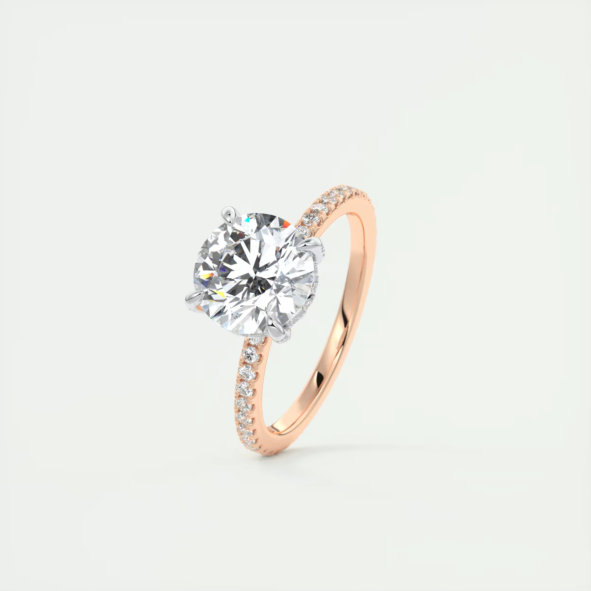 2.40 Ct The Glitter bomb Classic Round Center Pavé Encrusted Rings