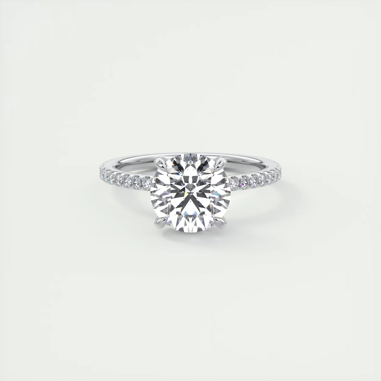 2.40 Ct The Glitterbomb Classic Round Center Pavé Encrusted Ring