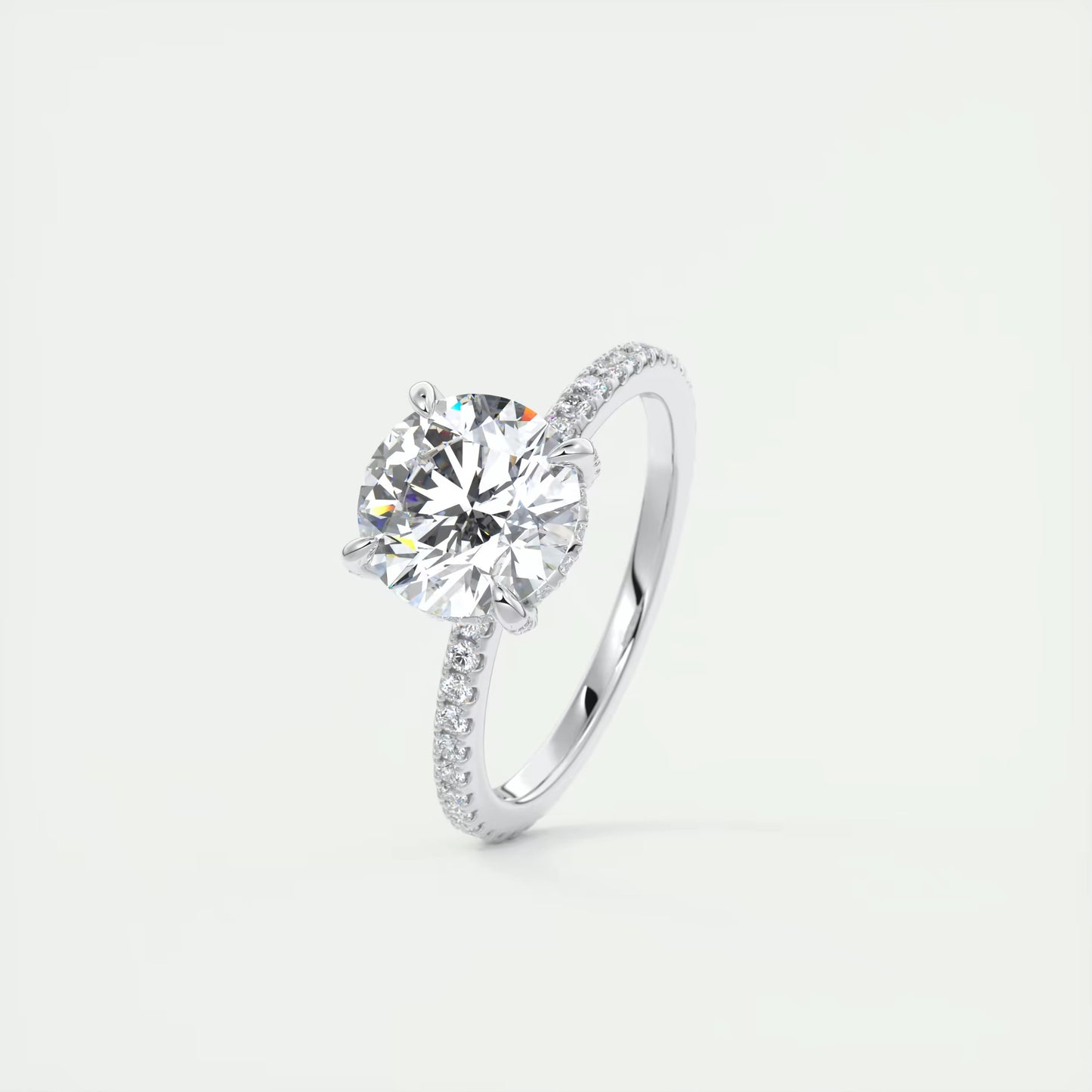 2.40 Ct The Glitterbomb Classic Round Center Pavé Encrusted Ring